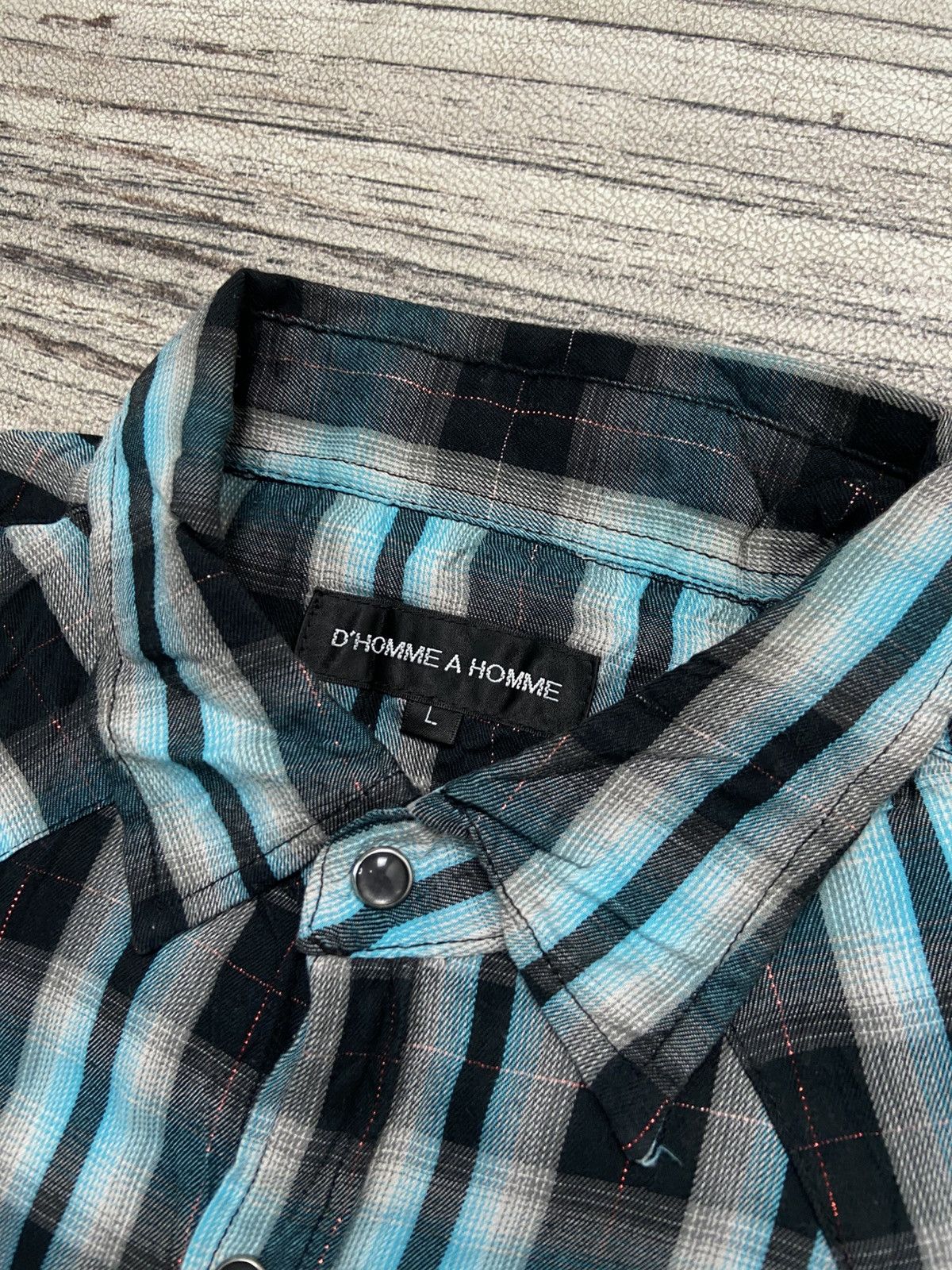 5351 POUR LES HOMMES × Issey Miyake × Le Grande Bleu (L.G.B.) 🔥 D’HOMME A HOMME 🔥 2000s Sheer Plaid Shirt Size US L / EU 52-54 / 3 - 4 Thumbnail