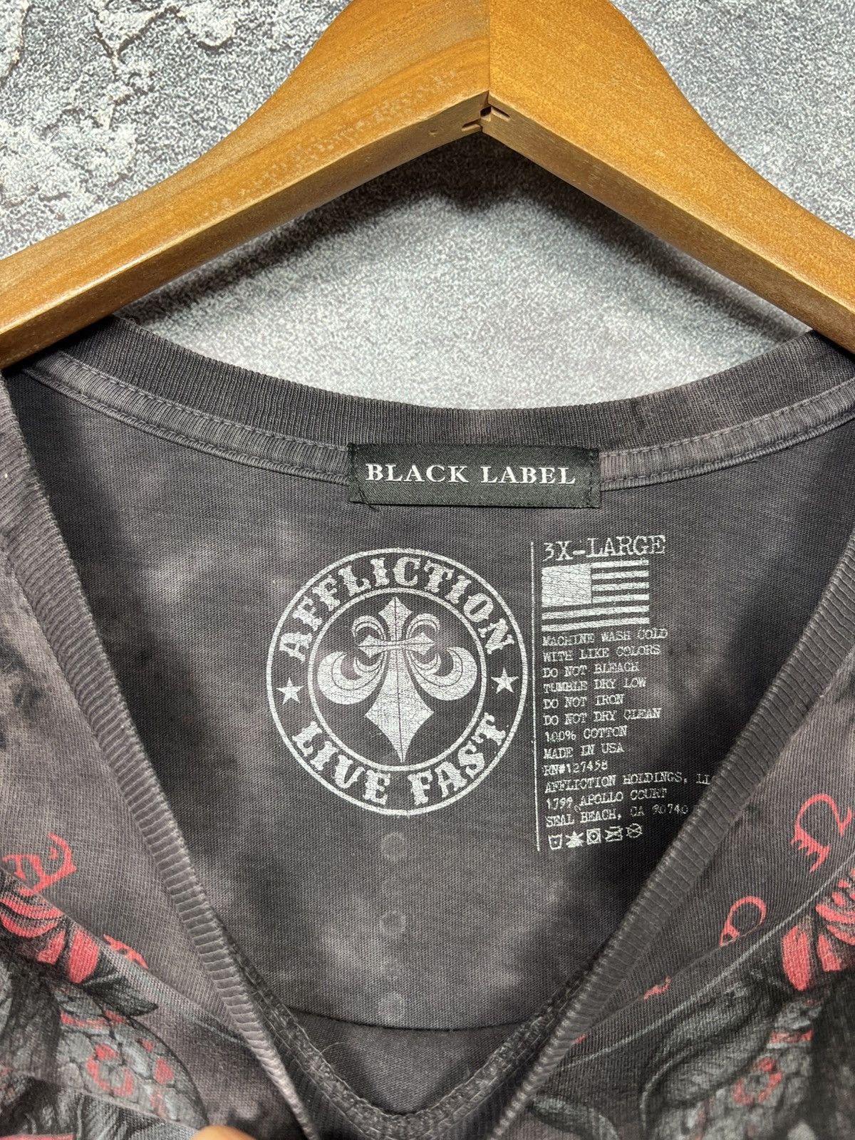 Affliction Affliction 3XL All Over Print Rhinestone Kross Logo T-shirt Size US XXL / EU 58 / 5 - 5 Thumbnail