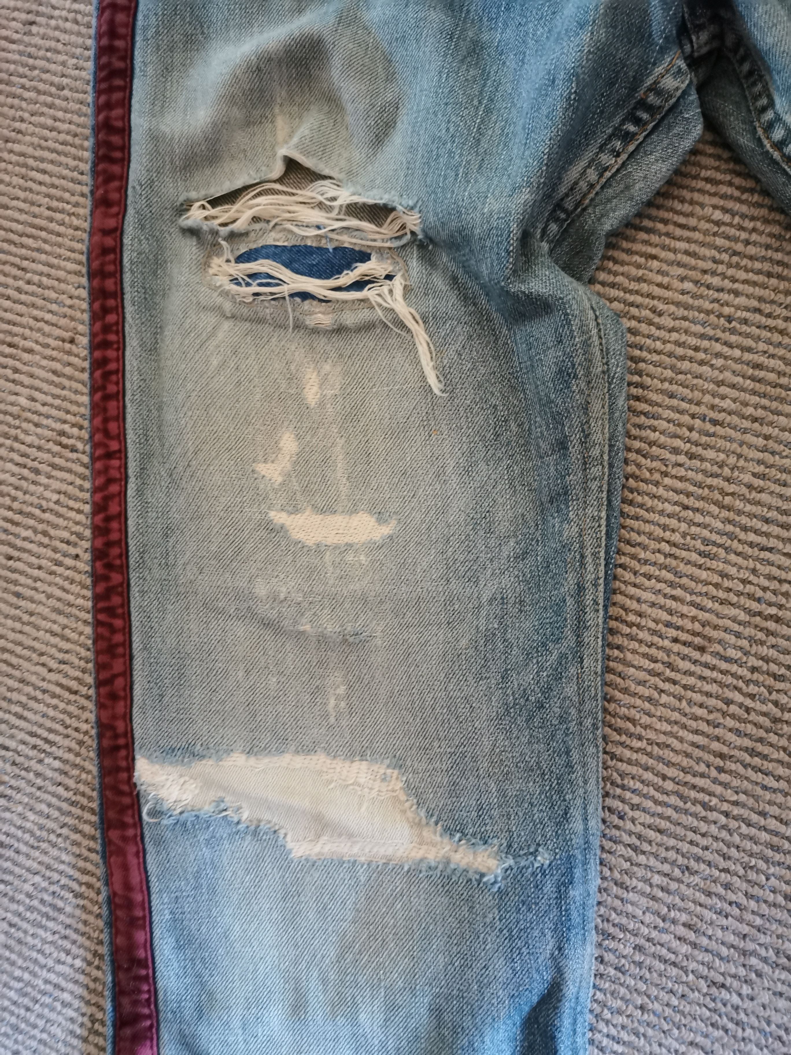 Undercover AW02 Undercover Velvet Stripe distressed denim Size US 30 / EU 46 - 4 Thumbnail
