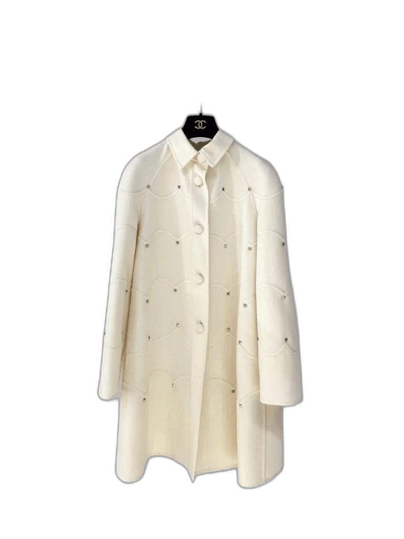 Valentino Valentino Cream Coat with Studs Size L / US 10 / IT 46 - 1 Thumbnail