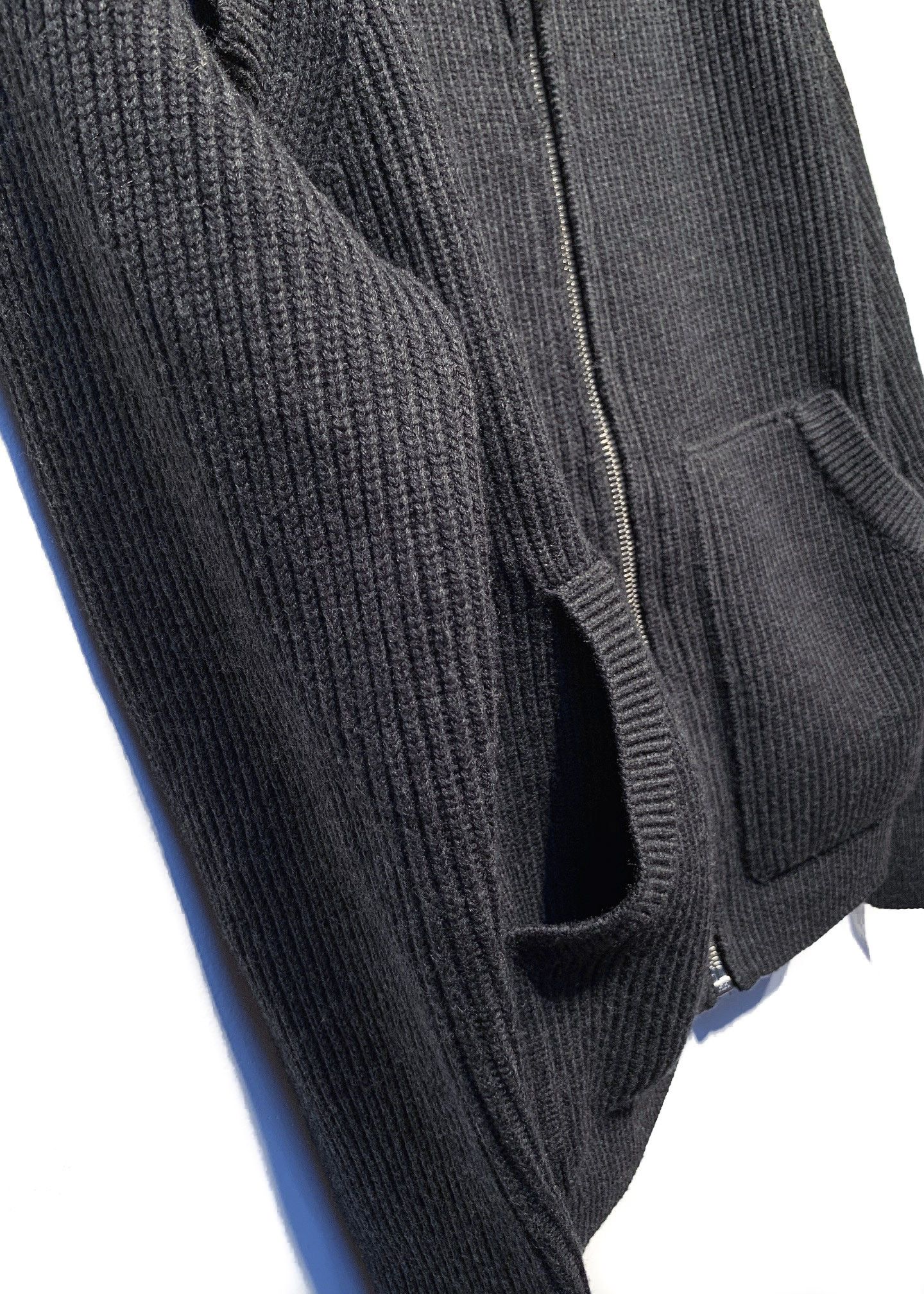 Kris Van Assche Kris Van Assche Grey Wool Ribbed Zip-up Pocketed Sweater Size US XL / EU 56 / 4 - 7 Thumbnail