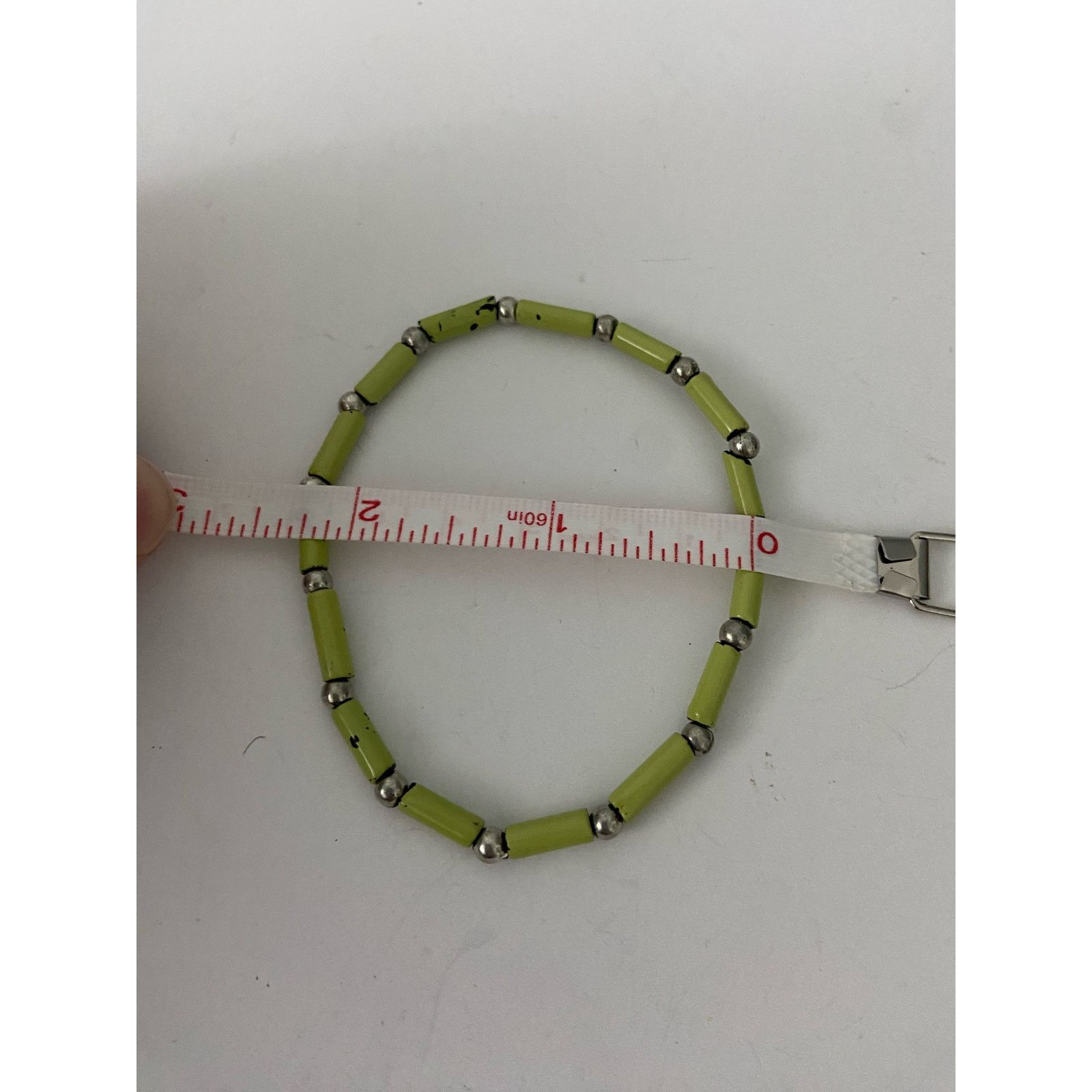 Other Handmade silver and lime green bead bracelet Size ONE SIZE - 4 Thumbnail
