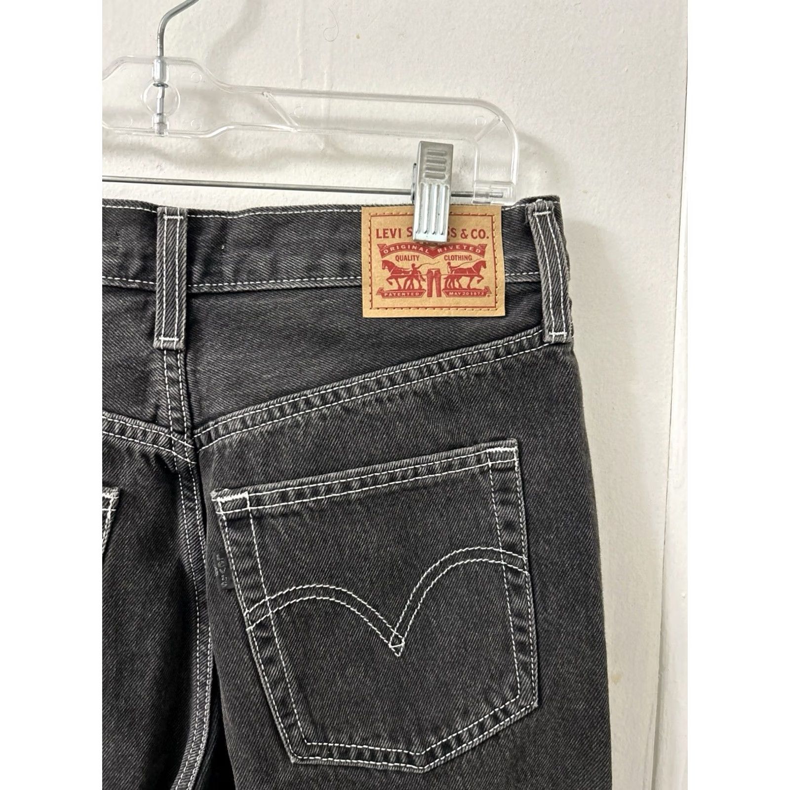 Levi's Levi's Ribcage Straight Ankle Jeans Womens 30x27 Black High Rise Button Fly Denim Cotton Blend 5-Pocket 90s Vintage Charcoal Wash Size 30" / US 8 / IT 44 - 4 Thumbnail