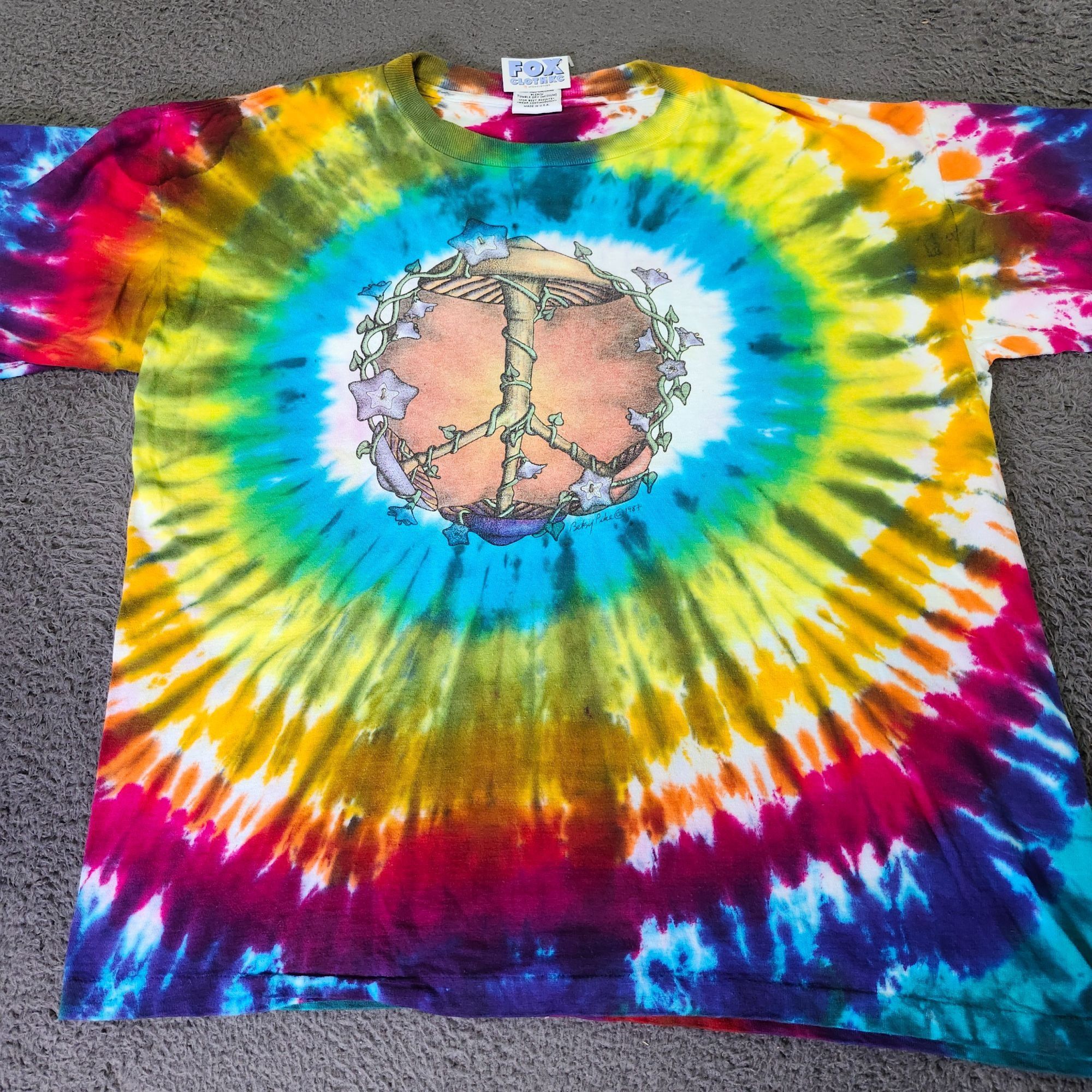Vintage Vintage Hand-Crafted Tie-Dye T-Shirt Peace Sign Graphic XL M Size US XL / EU 56 / 4 - 1 Thumbnail