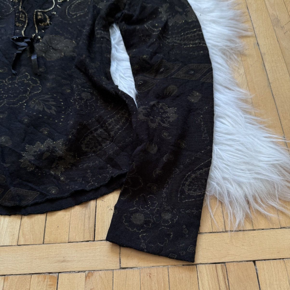 Hysteric Glamour 📌 Vintage Knitted Rhinestones JPG Y2K Style Long Sleeve Size S / US 4 / IT 40 - 4 Thumbnail