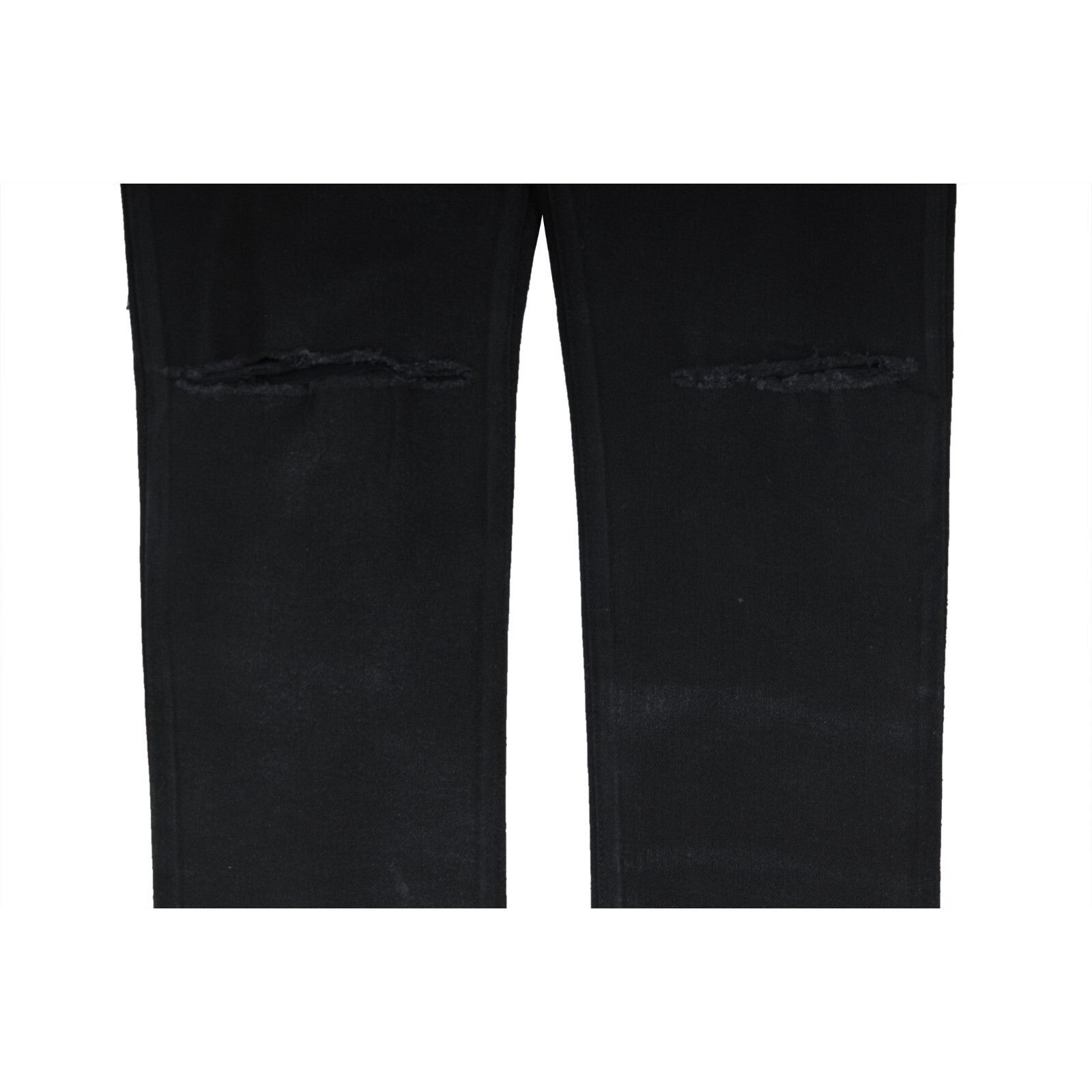 Balmain Waxed Jeans Black Slim Knee Slashed Distressed Size US 33 - 4 Thumbnail