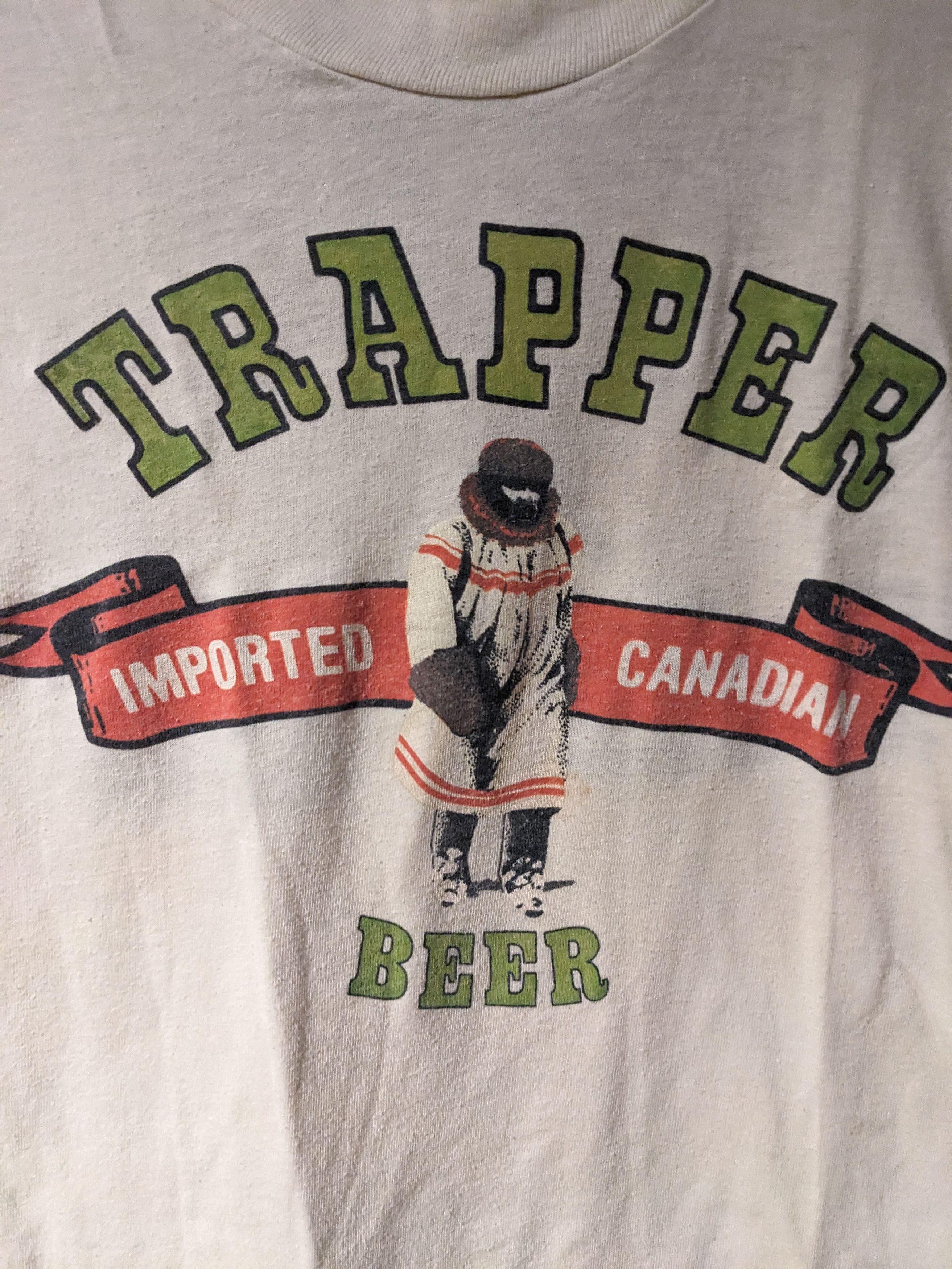 Vintage Vintage 80s Trapper Beer Imported Canadian Beige T-Shirt Size US M / EU 48-50 / 2 - 2 Thumbnail