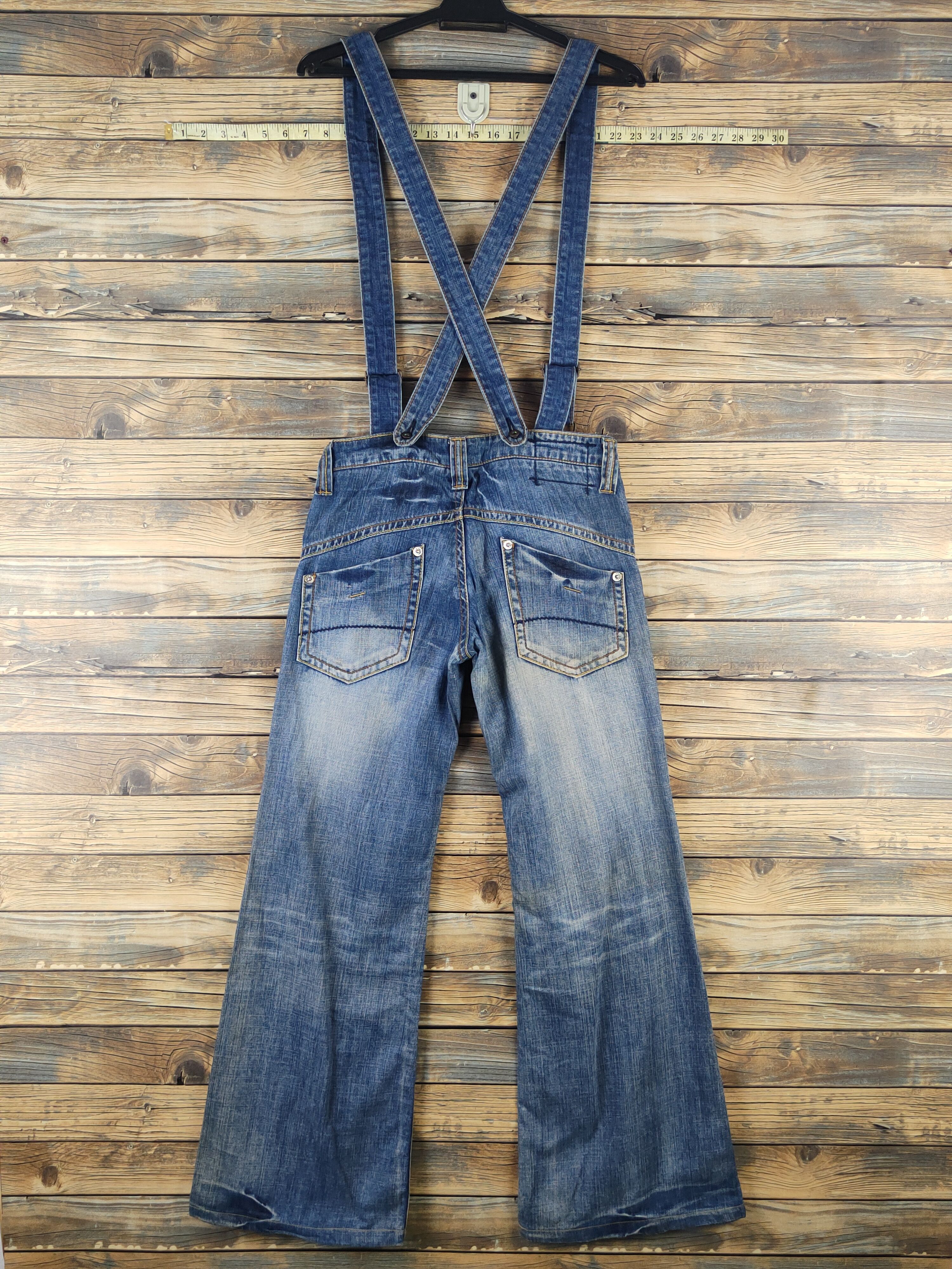 Japanese Brand DL Japanese Brand Blue Distressed Suspender Jeans #1082 Size 28" / US 6 / IT 42 - 10 Thumbnail