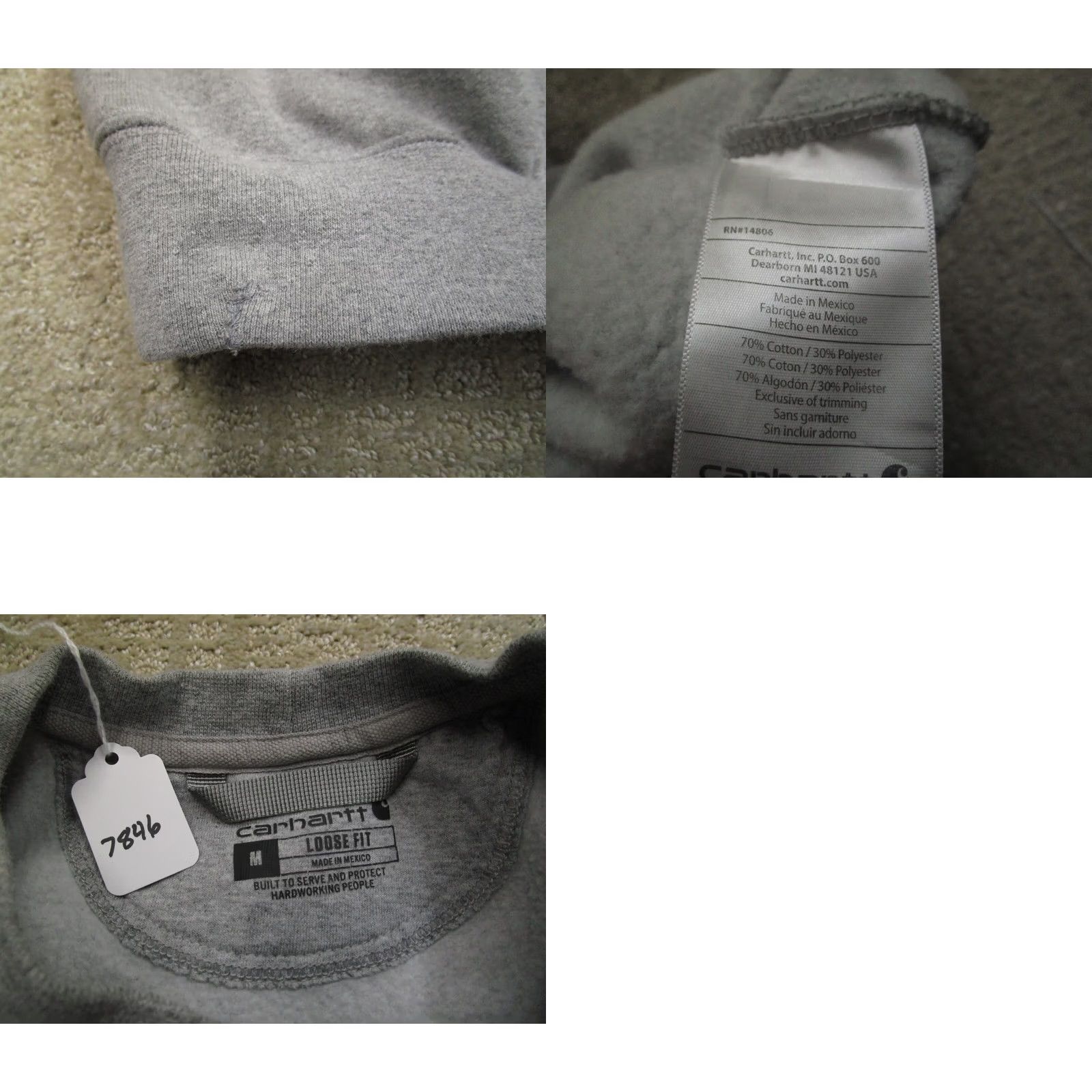 Carhartt Carhartt Sweater Men M Gray Short Sleeve Crew Neck Casual Training Gym Pullver Logo Size US M / EU 48-50 / 2 - 8 Thumbnail