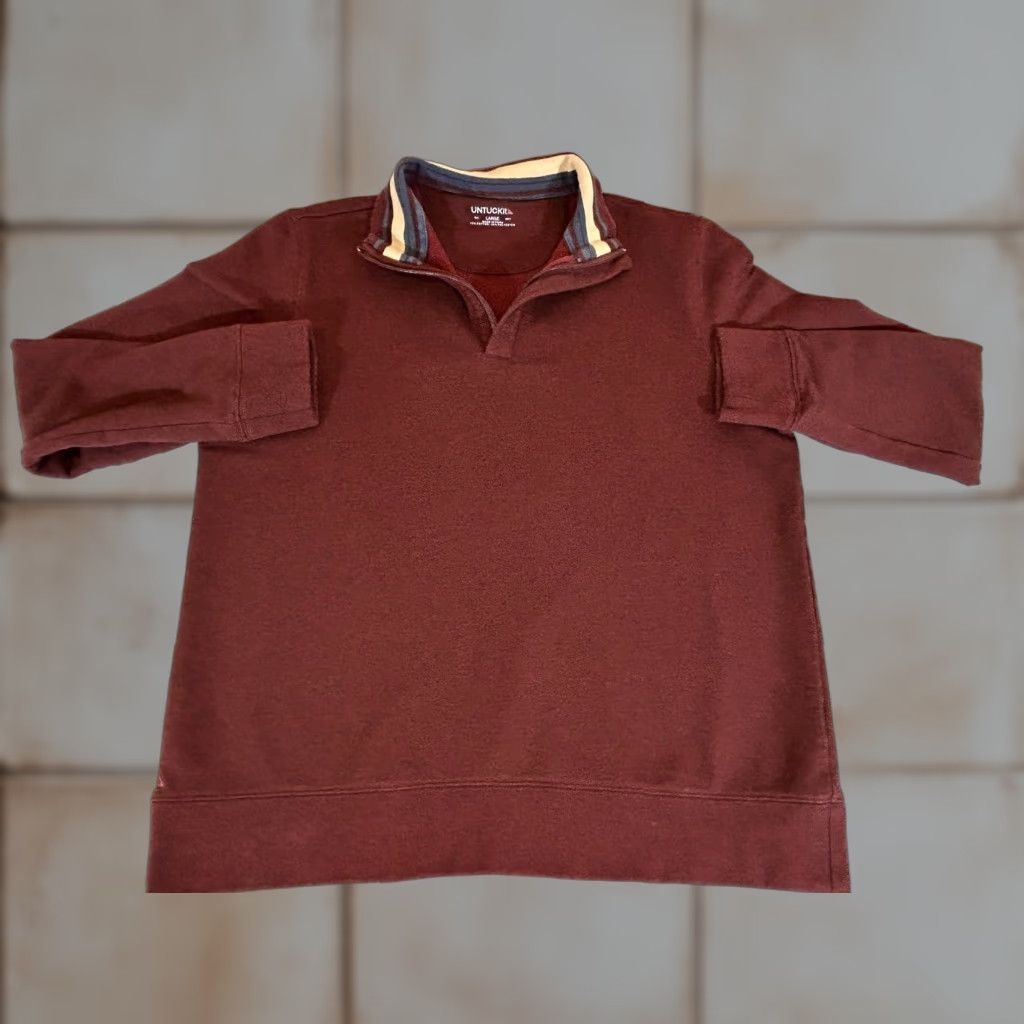 UNTUCKit UNTUCKit Sweater Mens Large Burgundy 1/4 Zip Pullover Knit Mock Neck Casual Pullover Knit Solid 72% cotton 28% polyester Adult Mens Size US L / EU 52-54 / 3 - 1 Thumbnail