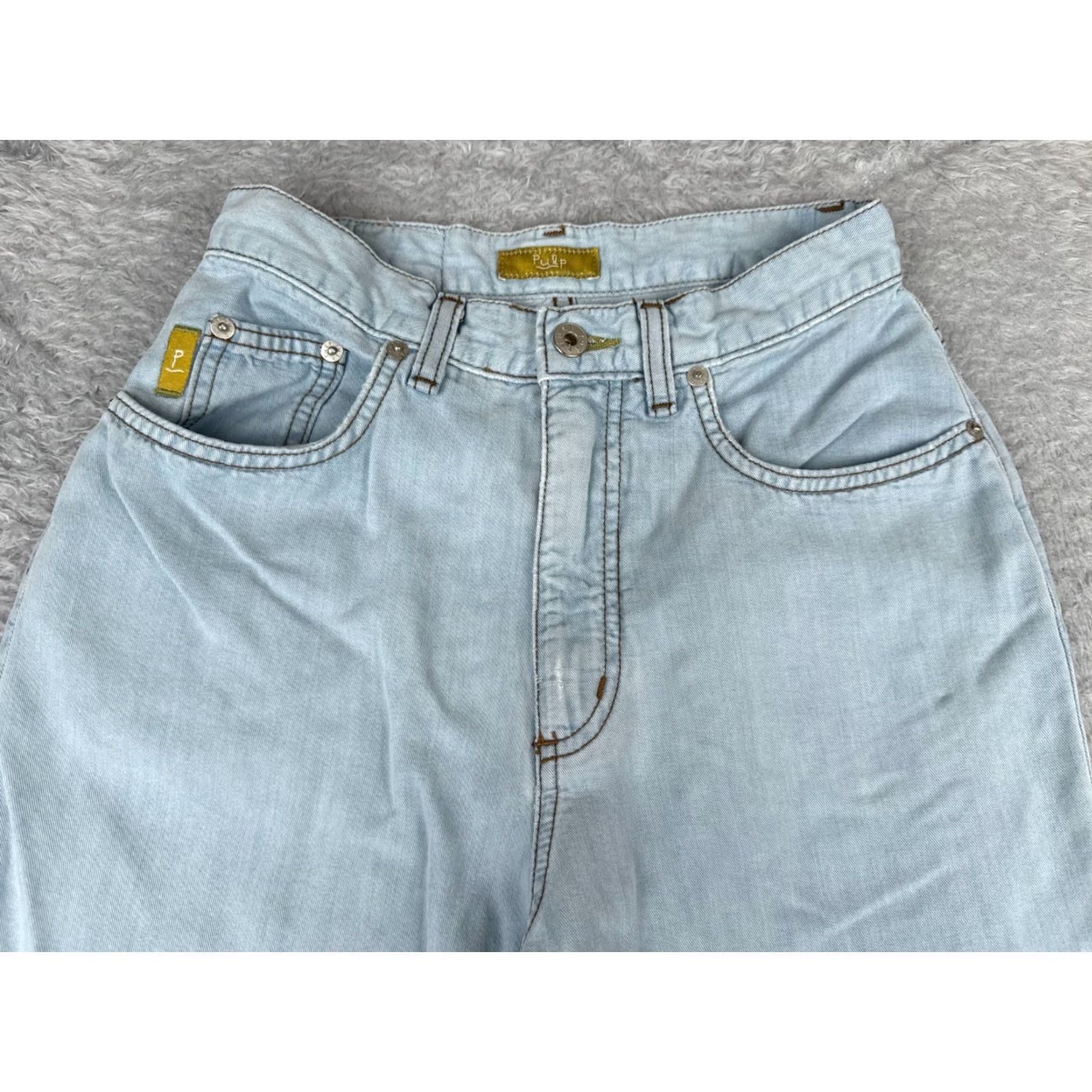 Vintage Vintage Pulp Women’s Wide Leg Jeans 26x31 High Rise Blue Denim 100% Cotton Retro 90s Size 27" / US 4 / IT 40 - 4 Thumbnail