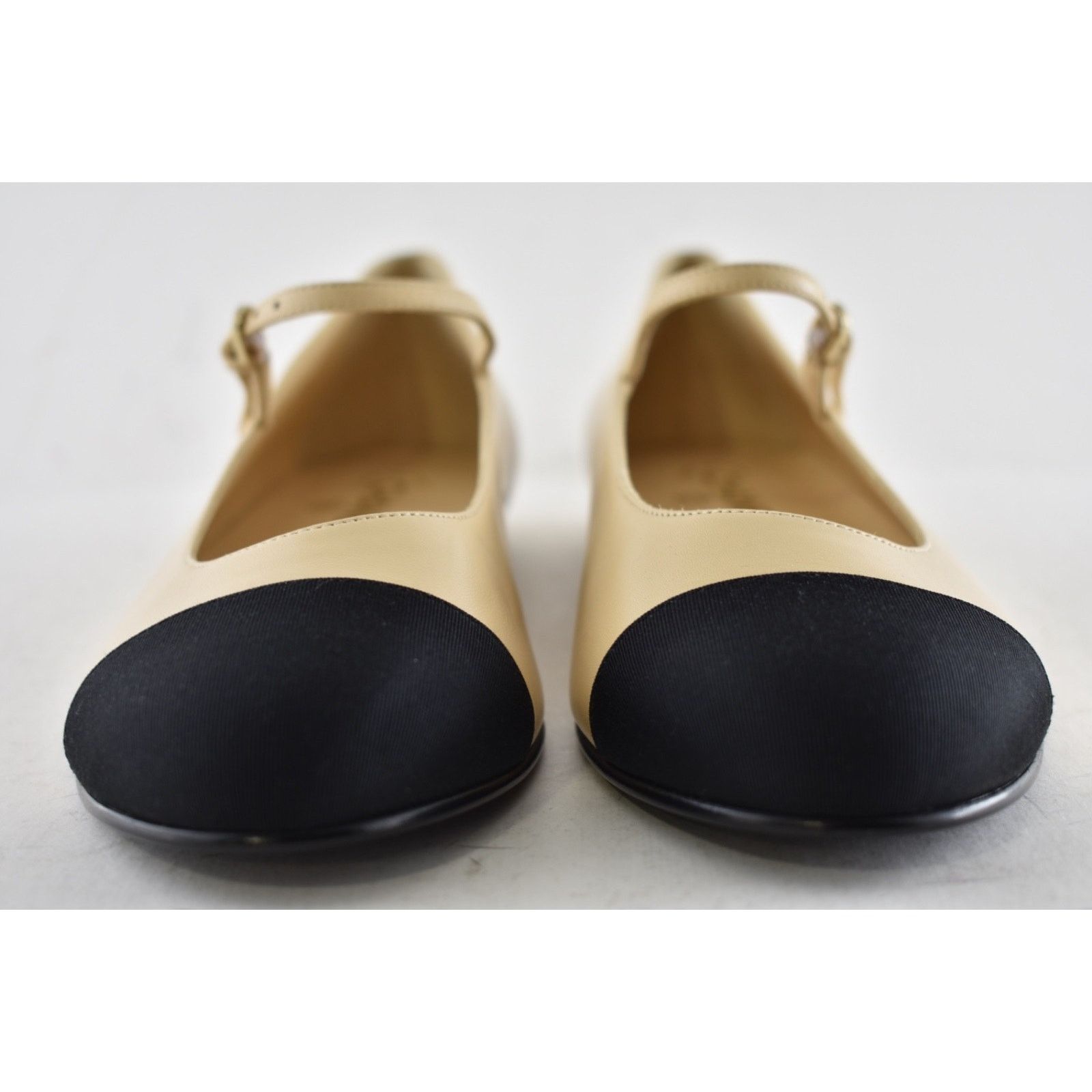 Chanel Chanel 24A Beige Leather Black Logo Mary Jane Ballerina 41.5 Size US 11.5 / IT 41.5 - 10 Thumbnail