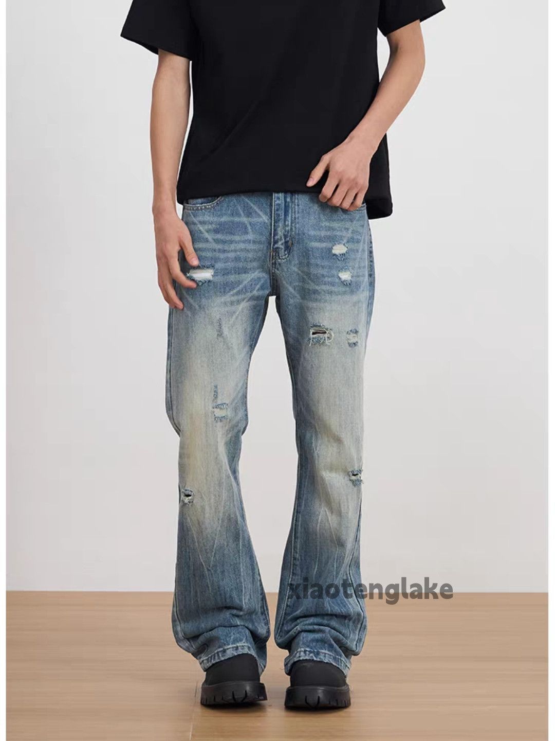 Jean xz washed faded punk grunge bootcut flared yuppie jeans Size US 30 / EU 46 - 4 Thumbnail