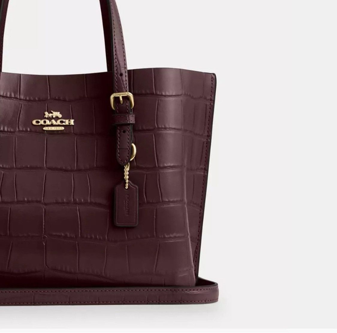 Coach NWT Coach Mollie 25 Croc-Embossed Leather Tote Bag Size ONE SIZE - 2 Thumbnail