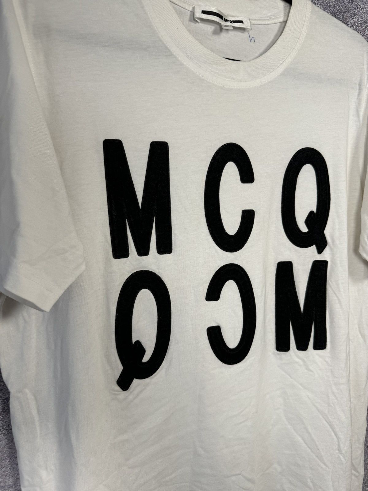 Alexander McQueen × MCQ McQ Alexander McQueen Big Mirror Logo White T-Shirt Large Size US L / EU 52-54 / 3 - 6 Thumbnail