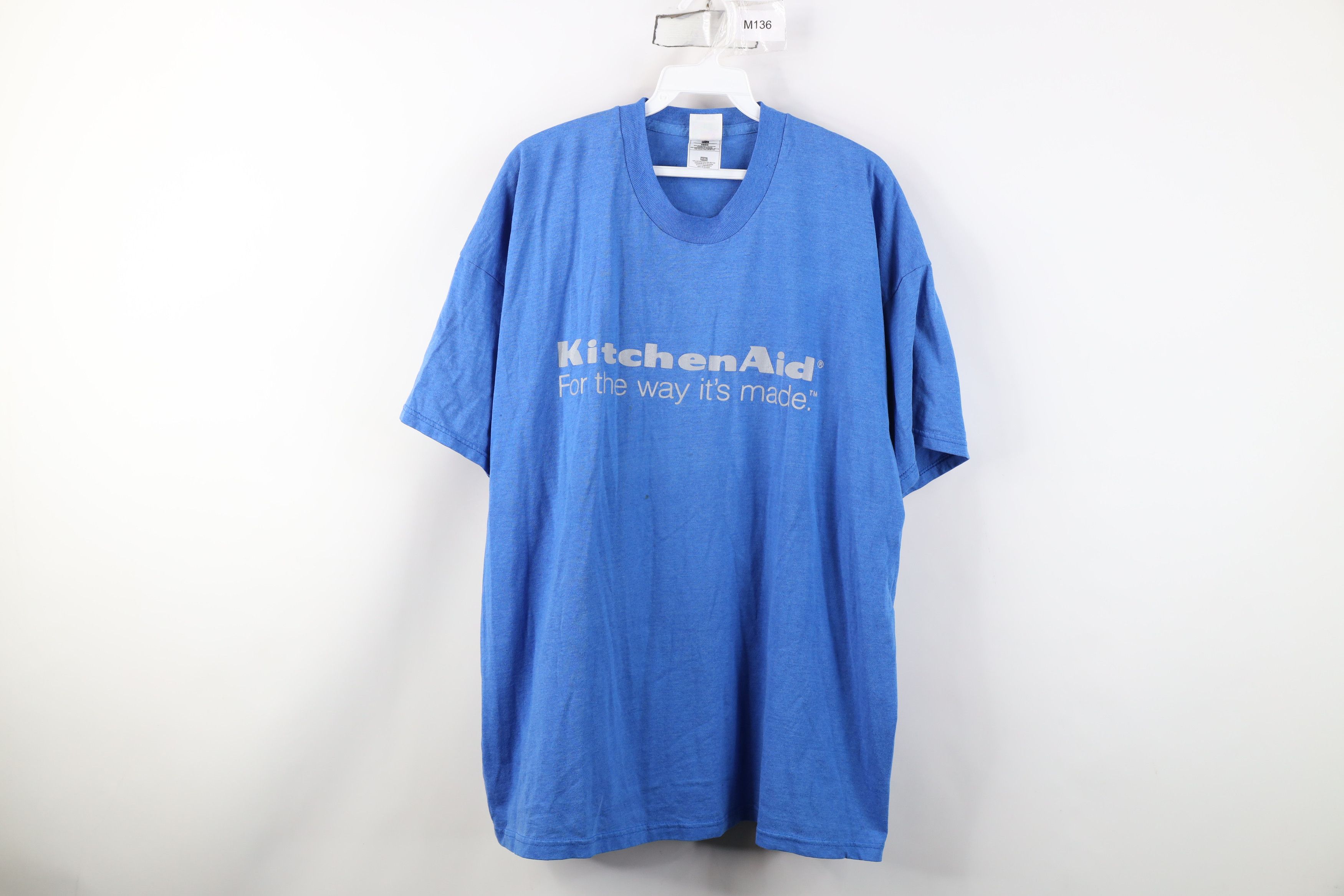Vintage Vintage 90s Spell Out Kitchen Aid Short Sleeve T-Shirt Blue Size XXL / US 16-18 / IT 52-54 - 1 Thumbnail