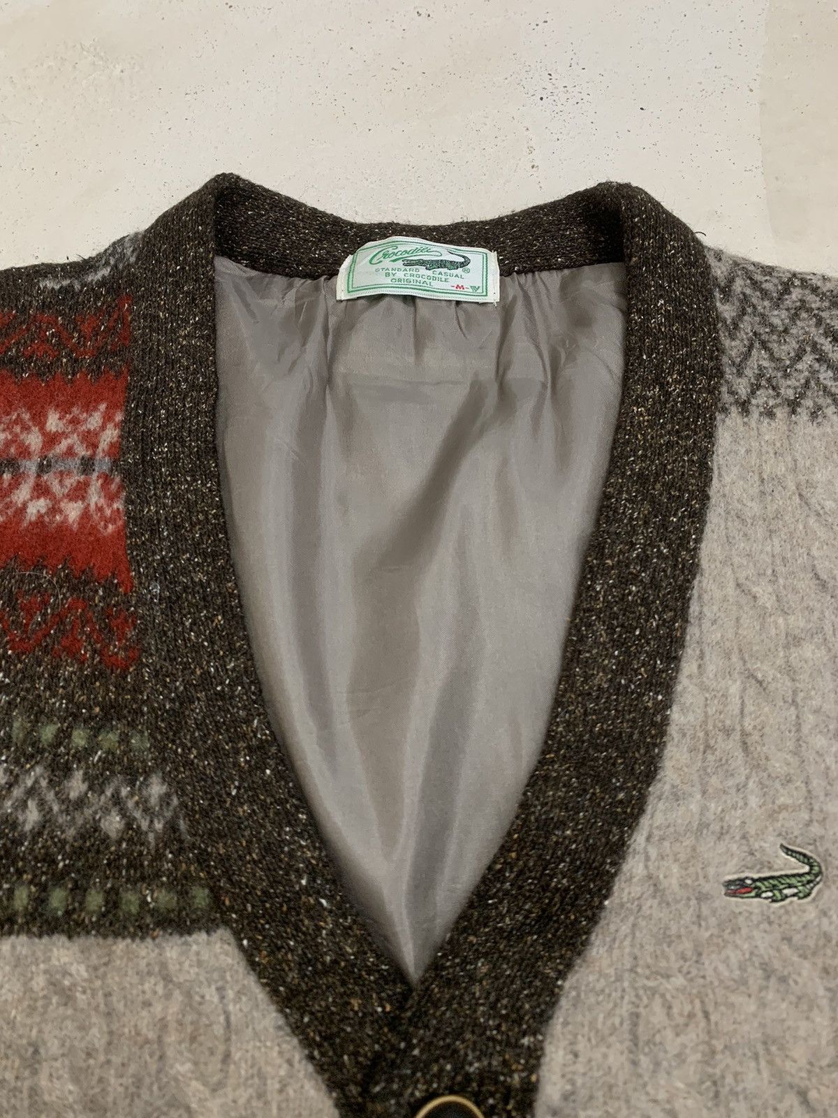 Designer Crocodile Wool Winter Vest Dashiki Red Indian Motovr Size US M / EU 48-50 / 2 - 6 Thumbnail