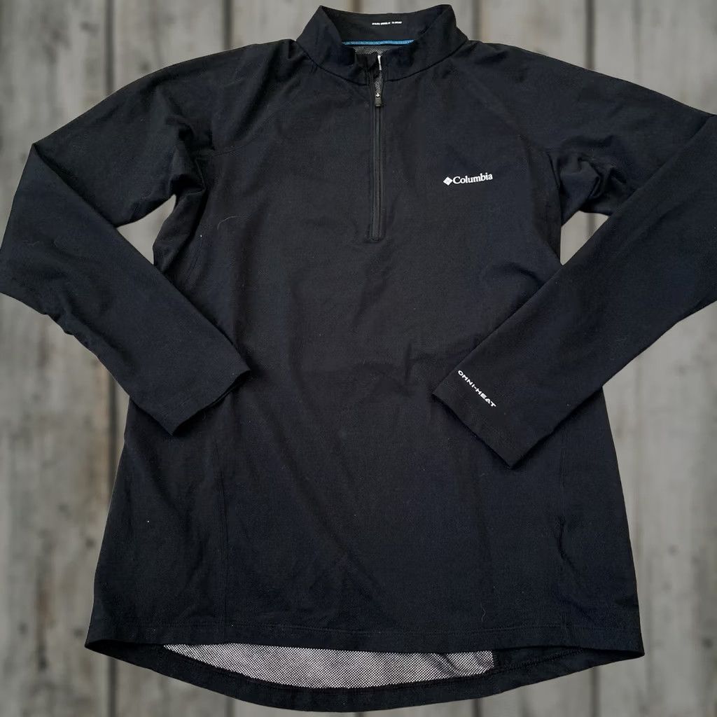 Vintage Columbia 1/4 Zip Pullover Womens Large Black Omni-Heat Shirt Light Thumbholes Activewear Hiking Running Walking Size L / US 10 / IT 46 - 1 Thumbnail