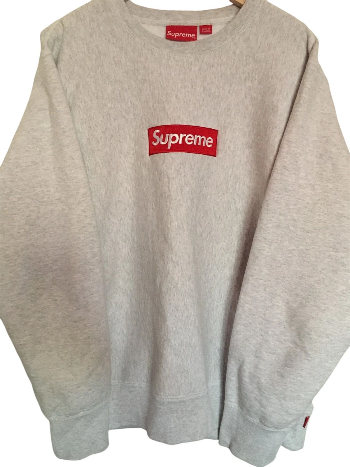 Supreme Supreme Boxlogo Crewneck Grey F/W 18 Size US L / EU 52-54 / 3 - 1 Thumbnail