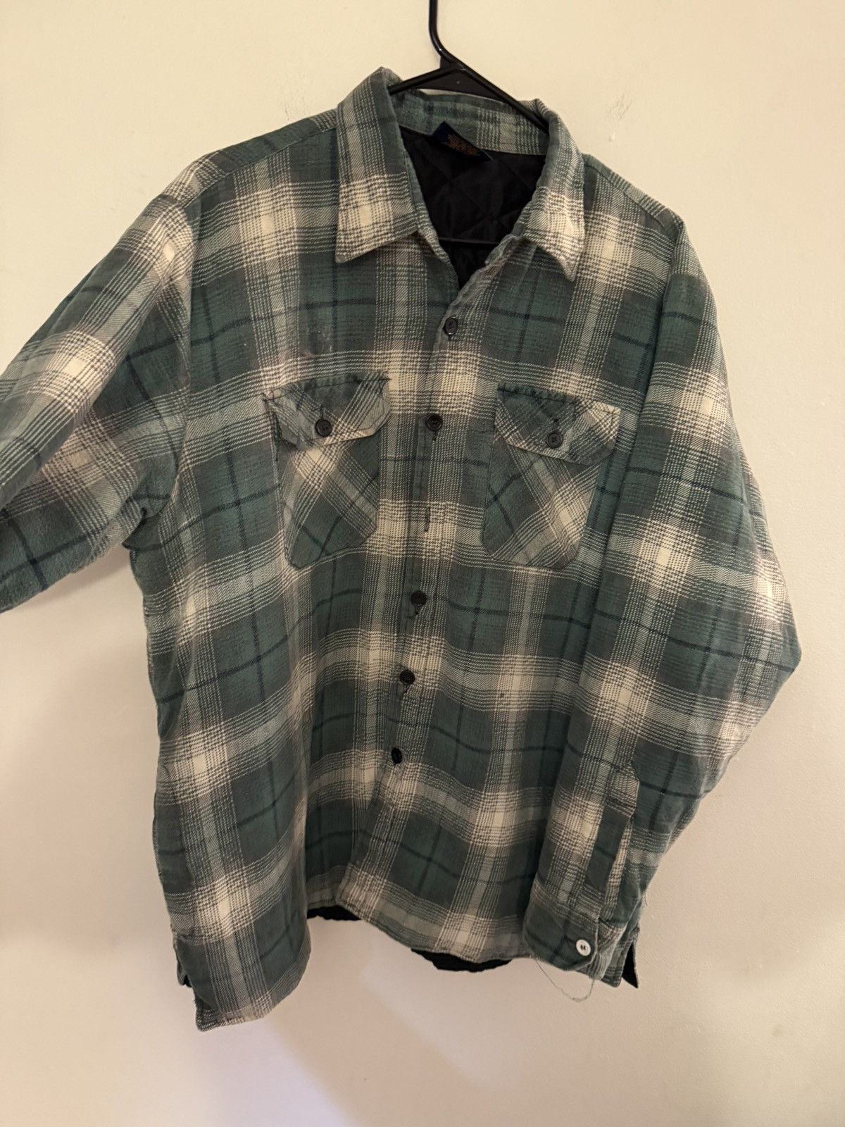 Vintage (XL) BEAUTIFUL FADED VINTAGE Green Flannel Button Up Shirt Size US XL / EU 56 / 4 - 3 Thumbnail