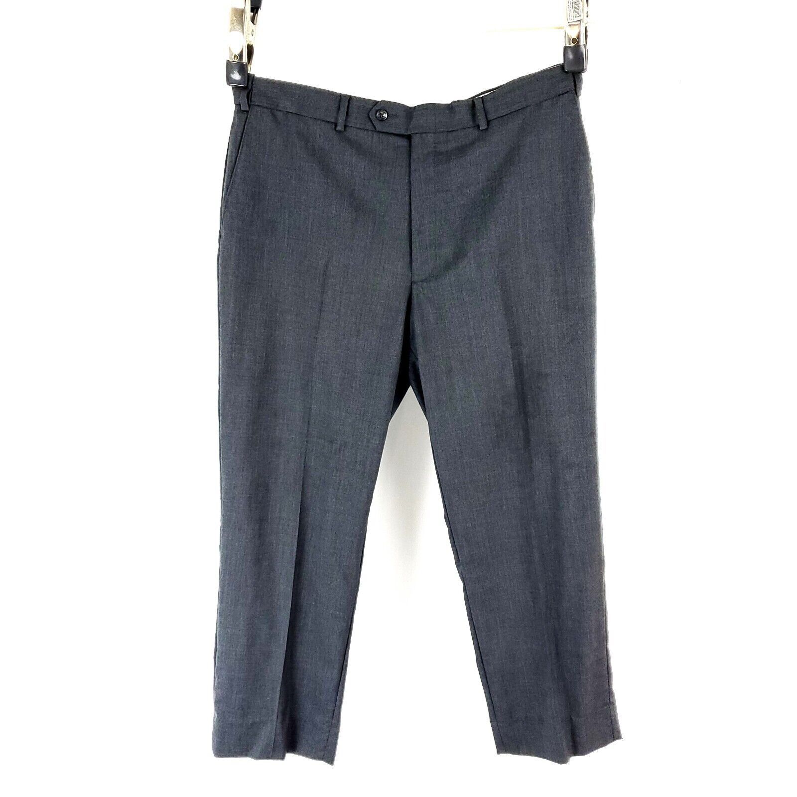 Hart Schaffner Marx Hart Schaffner Marx Wool Dress Pants 36/28 Gray Flat Front M Size 36R - 6 Thumbnail