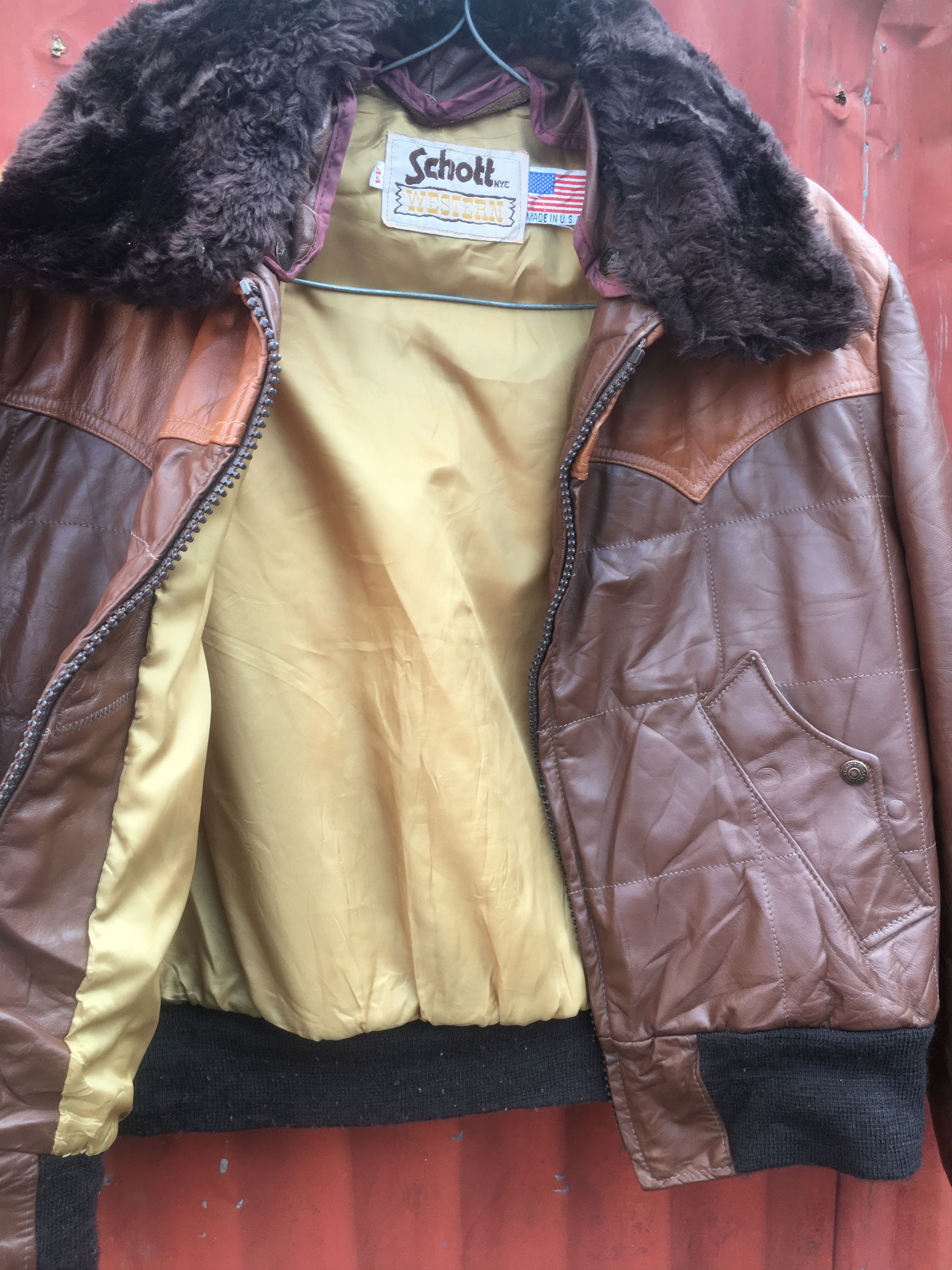 Schott VTG Rare Schott NYC BROWN Bomber leather jacket sz USA 44 Size US L / EU 52-54 / 3 - 9 Thumbnail