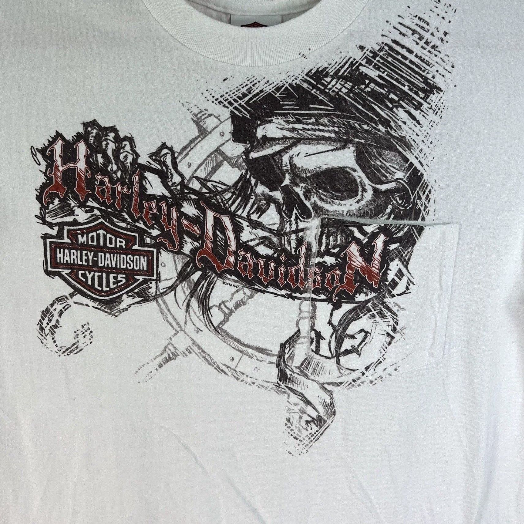 Harley Davidson Harley-Davidson T-Shirt Mens White Pocket Graphics Nem Burn NC Size L Clothing Size US L / EU 52-54 / 3 - 2 Thumbnail