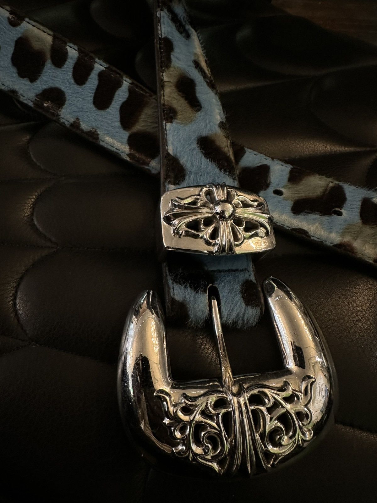 Chrome Hearts Chrome Hearts ‘ CENTRAL CEE ! BELT blue zebra Size 34 - 3 Thumbnail