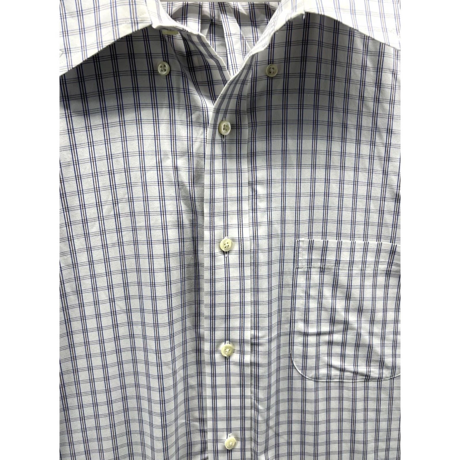 Brooks Brothers Brooks Brothers Dress Shirt Mens 17.5 35 Blue Check Classic Non-Iron Cotton Size 48R - 7 Thumbnail