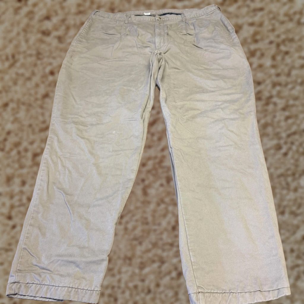 Vintage L.L. Bean Pants Mens 42x32 Beige Flannel Lined Chino Pleated Winter Casual Size US 42 / EU 58 - 1 Thumbnail