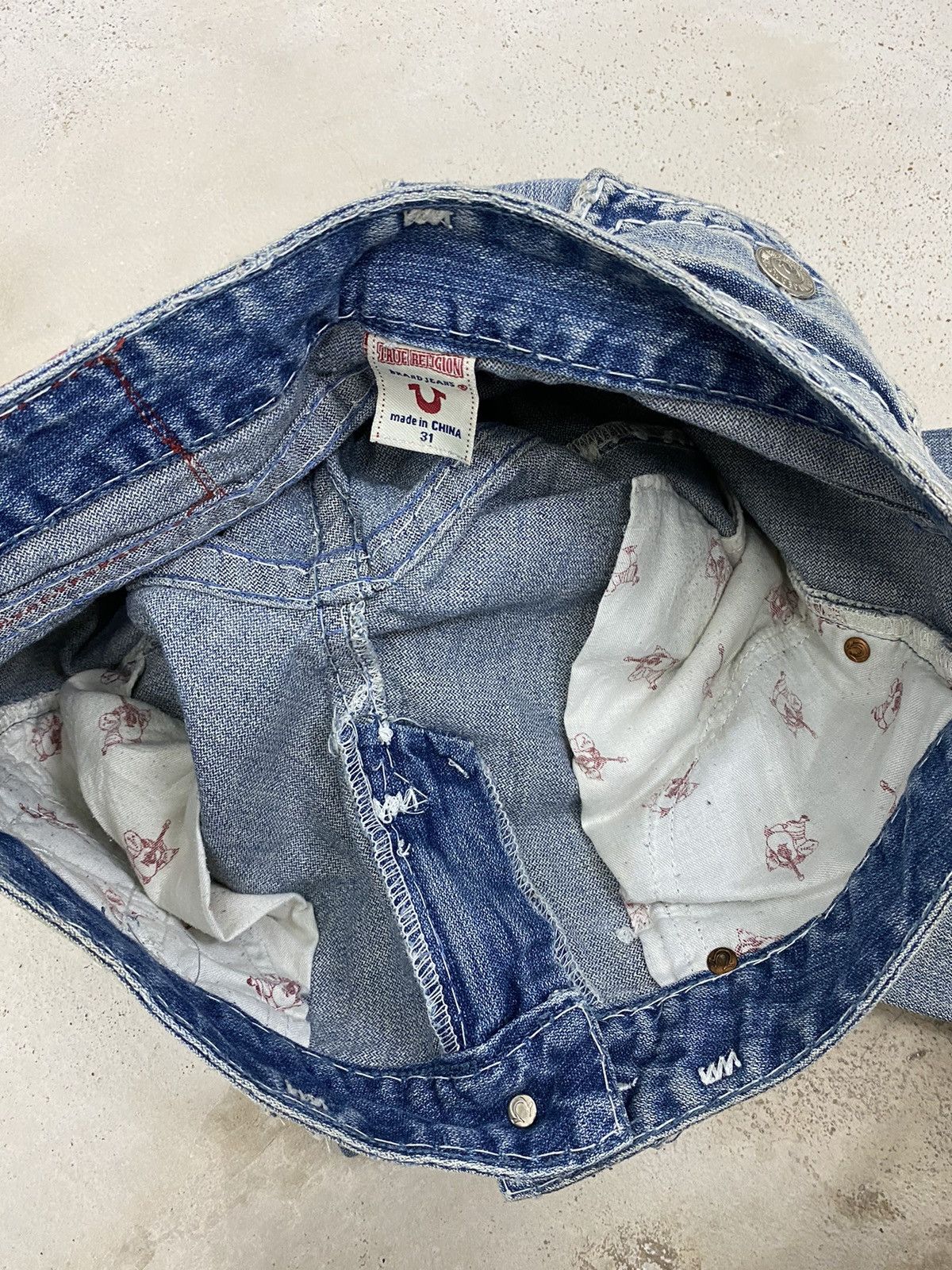 Hysteric Glamour Flare True Religion Japan Light Blue Distressed Denim Size US 31 - 20 Thumbnail