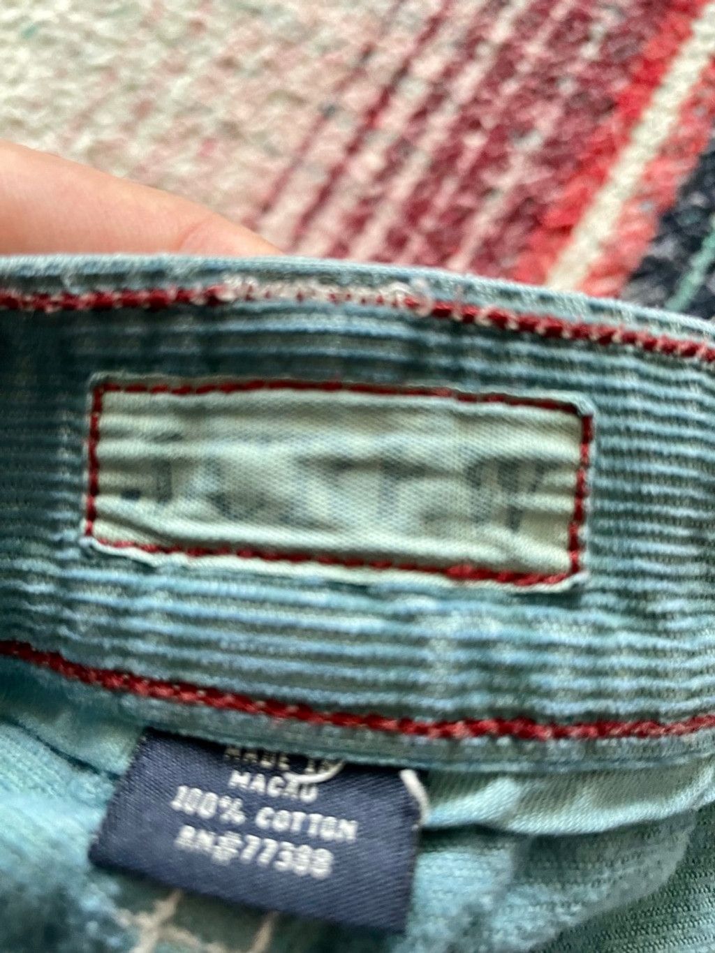 J.Crew 00s Over Dyed J Crew Straight Fit Teal Corduroy Pants 36x31 Size US 36 / EU 52 - 5 Thumbnail