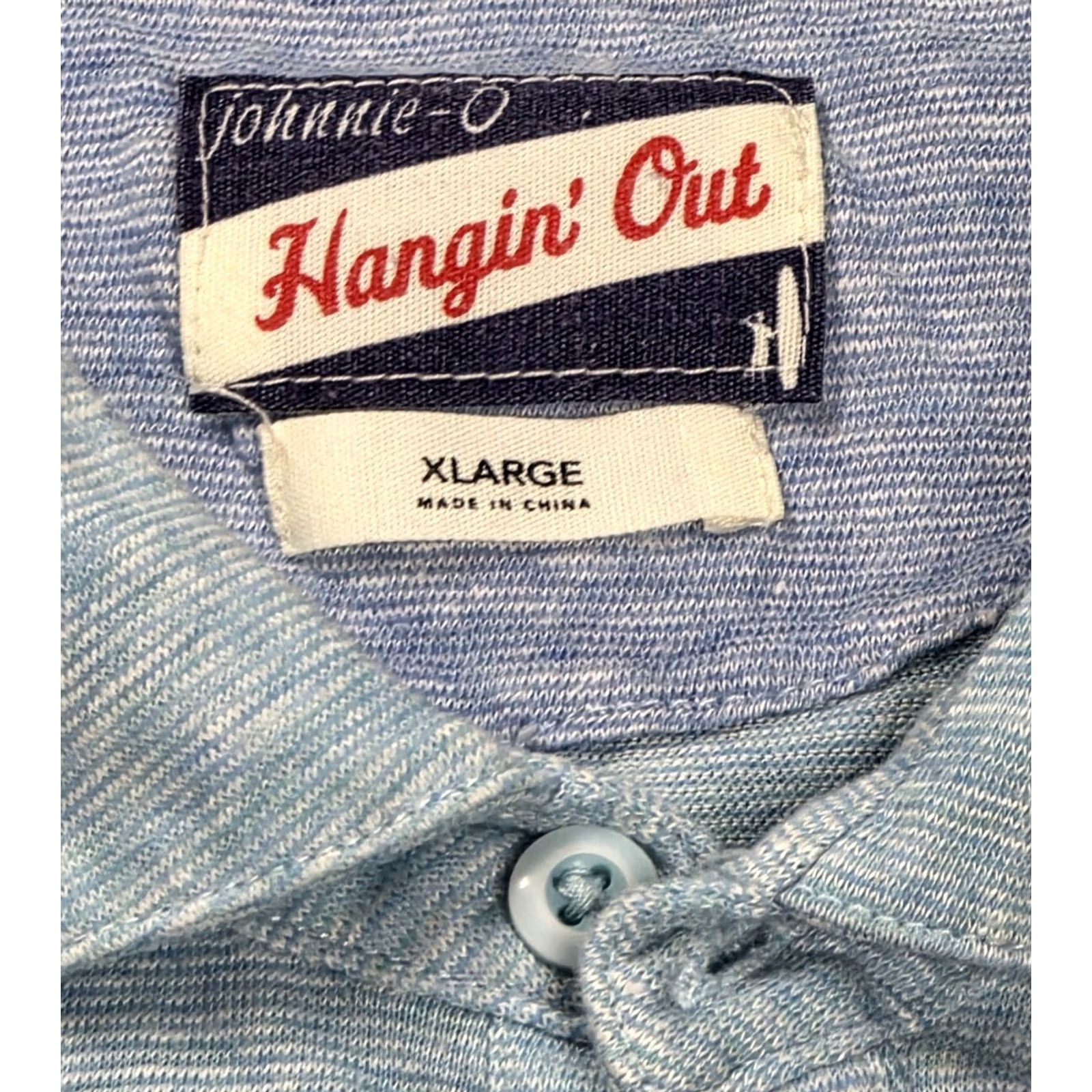 johnnie-O johnnie-O Polo Shirt Men Hangin' Out Linen Cotton Short Sleeve L Galapagos Green Striped Embroidered Logo Casual Activewear Golf Summer . Size US L / EU 52-54 / 3 - 5 Thumbnail