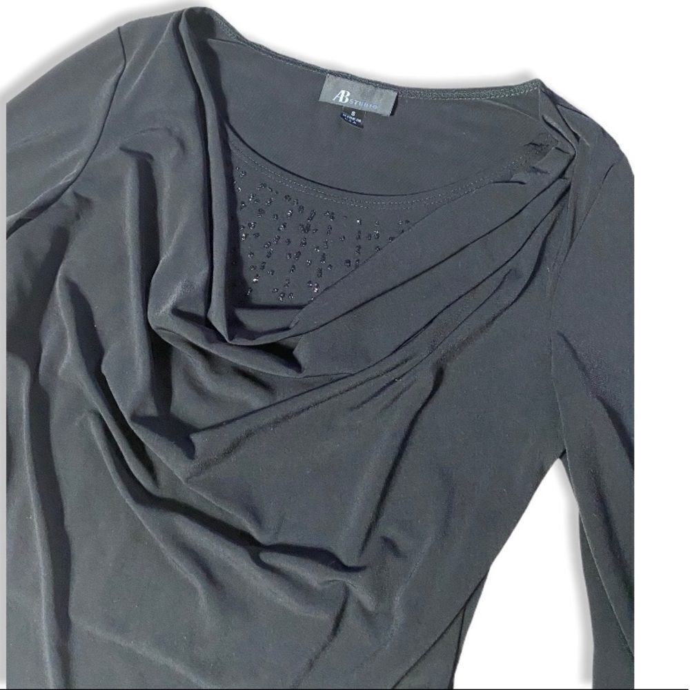 Other AB Studio Black Draped Front Blouse | Size S | 3/4 Sleeve El Size S / US 4 / IT 40 - 4 Thumbnail