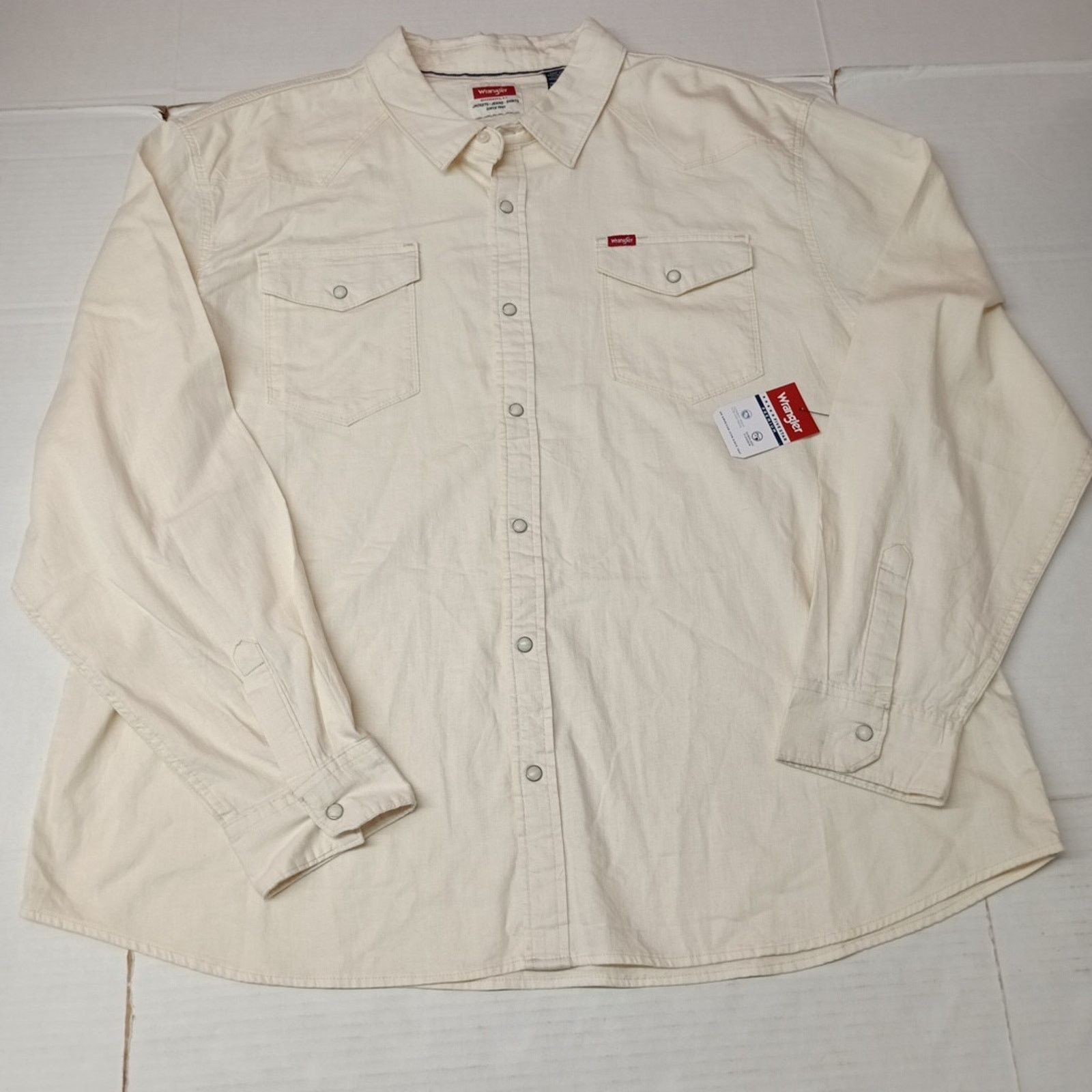 Wrangler Wrangler Snap Woven Shirt Men's 3XL Cowboy Wash Beige LS Size US XXL / EU 58 / 5 - 1 Thumbnail