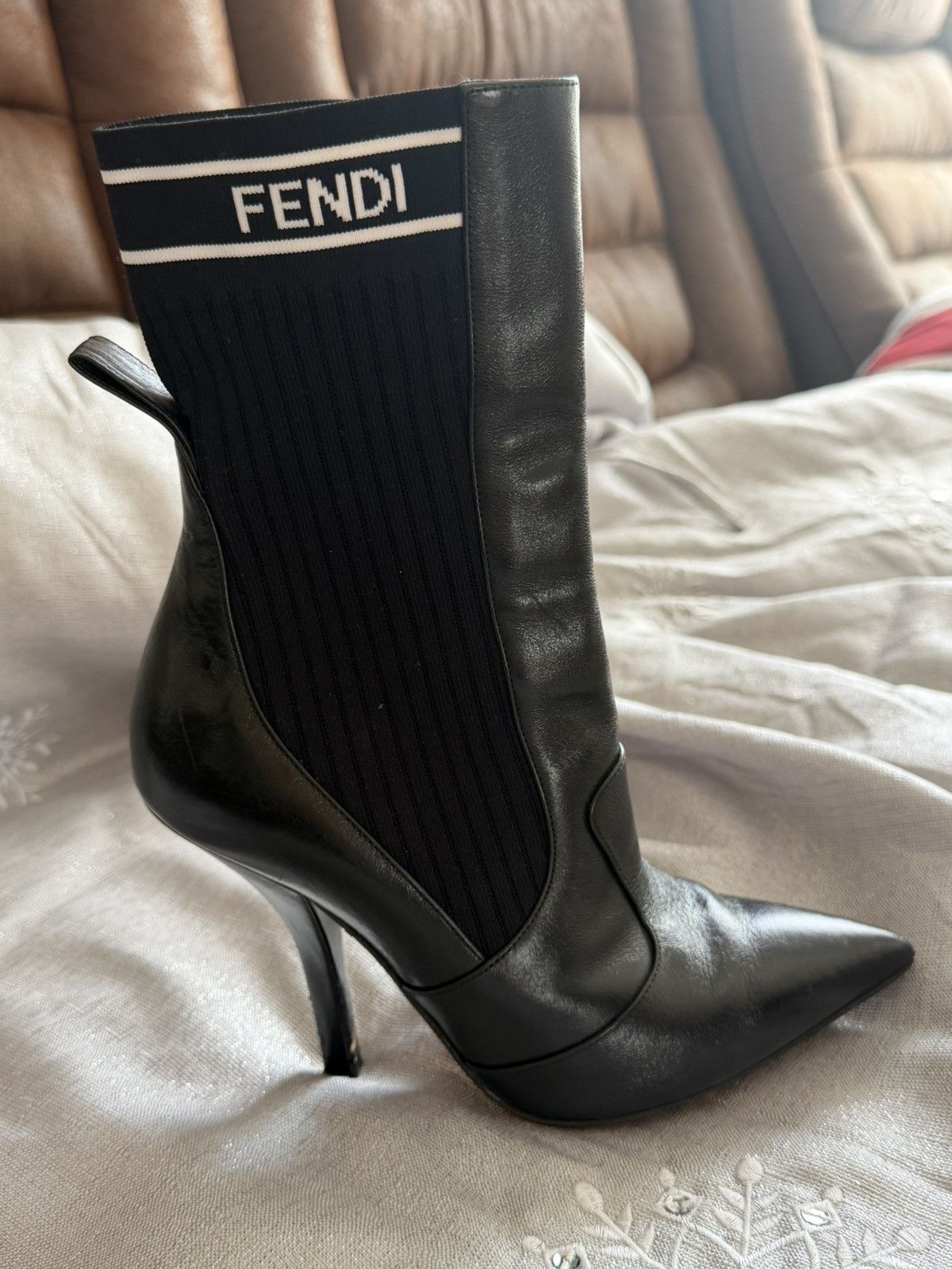 Fendi Fendi Rockoko Leather Sock Booties Size US 6 / IT 36 - 5 Thumbnail