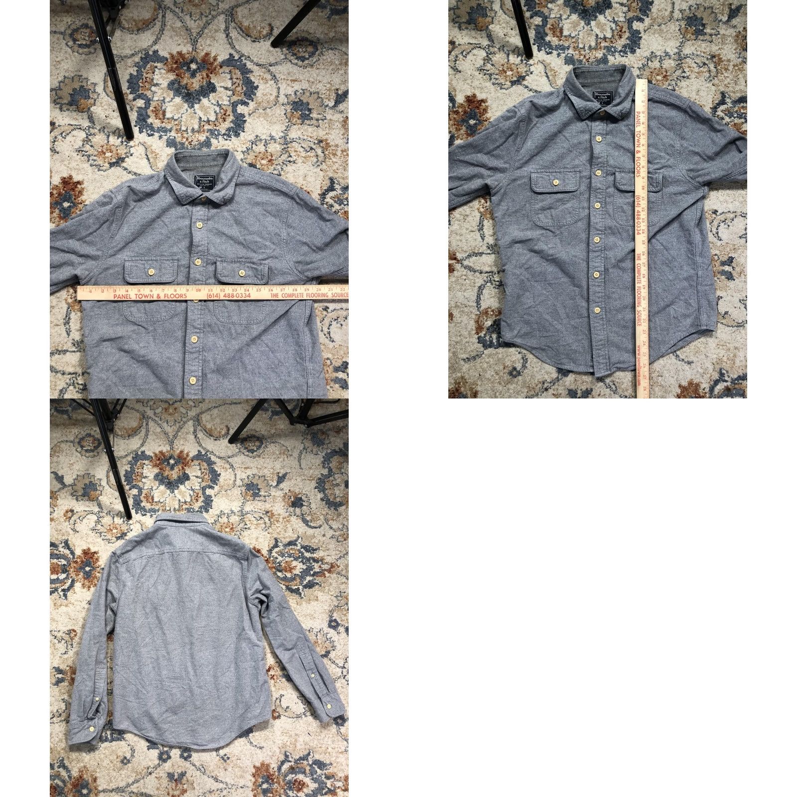 Abercrombie & Fitch Abercrombie & Fitch Shirt Mens Small Gray Flannel Button Front Double Pocket Size US S / EU 44-46 / 1 - 8 Thumbnail