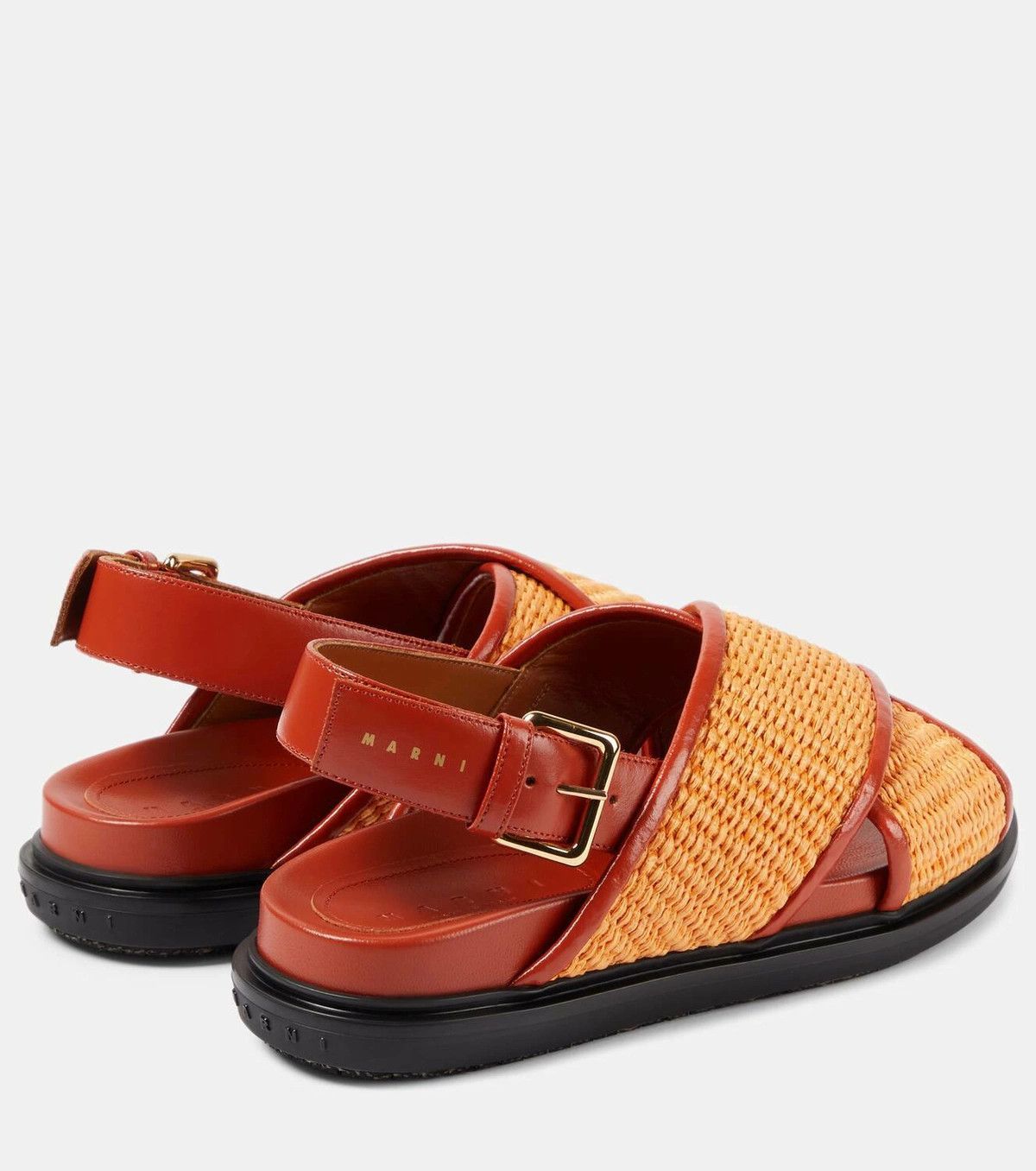 Marni o1w1db10125 Fussbet Raffia-Effect Sandals in Orange Size US 10 / IT 40 - 3 Thumbnail