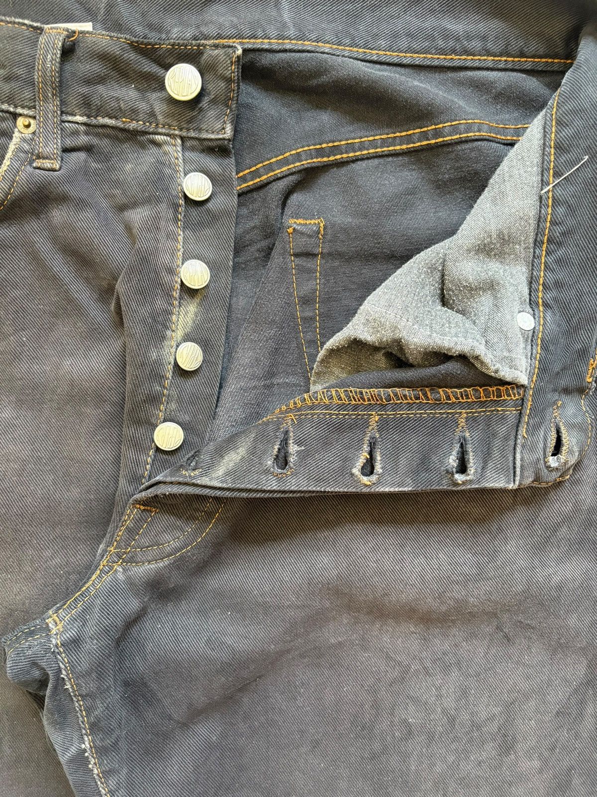 Replay Vintage Replay Black Wash Distressed Loose Baggy Jeans Size US 32 / EU 48 - 3 Thumbnail