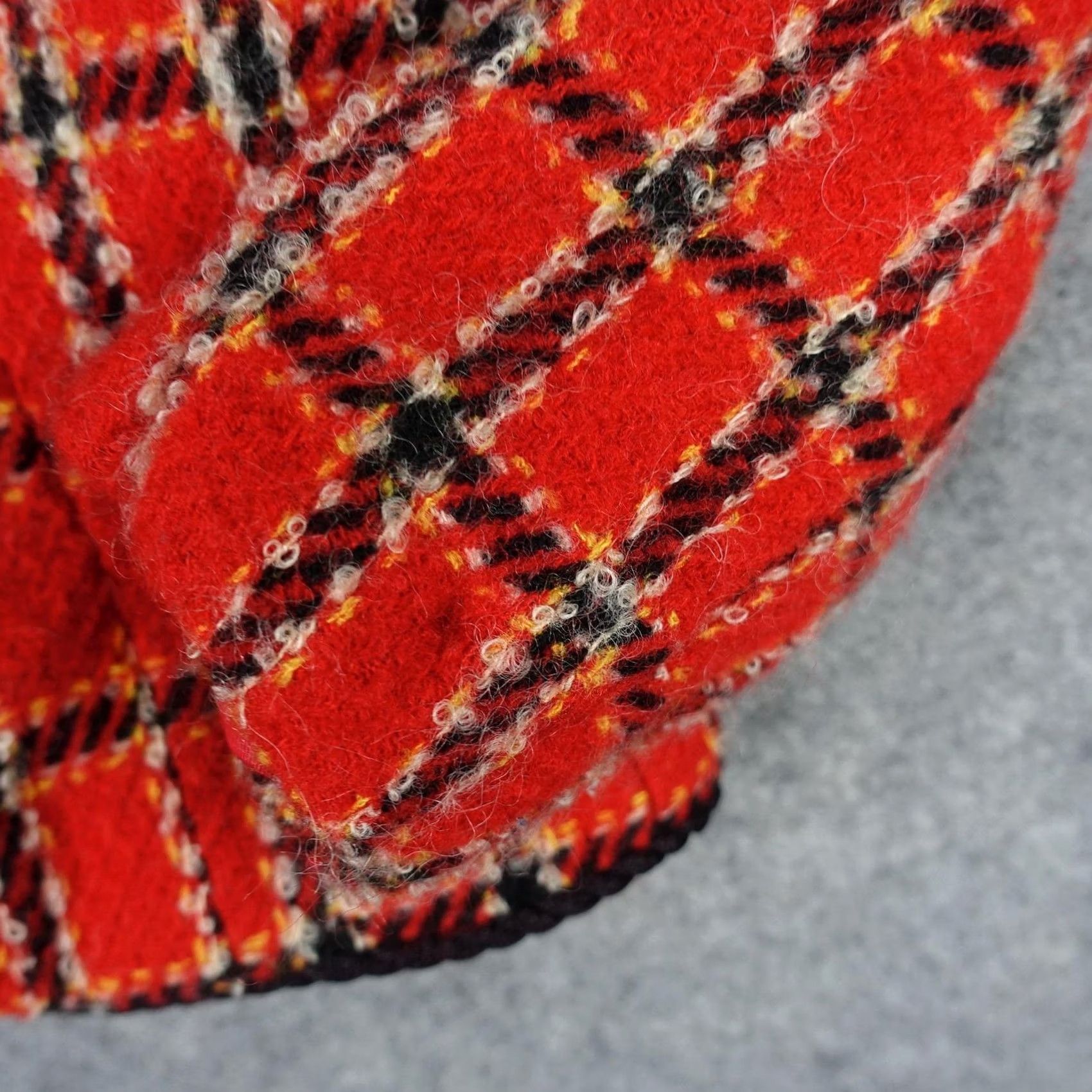 Evan Picone VINTAGE Evan Picone Jacket Womens 6 Red Plaid Wool Tweed Collarless Short Coat/Blazer USA Size M / US 6-8 / IT 42-44 - 7 Thumbnail