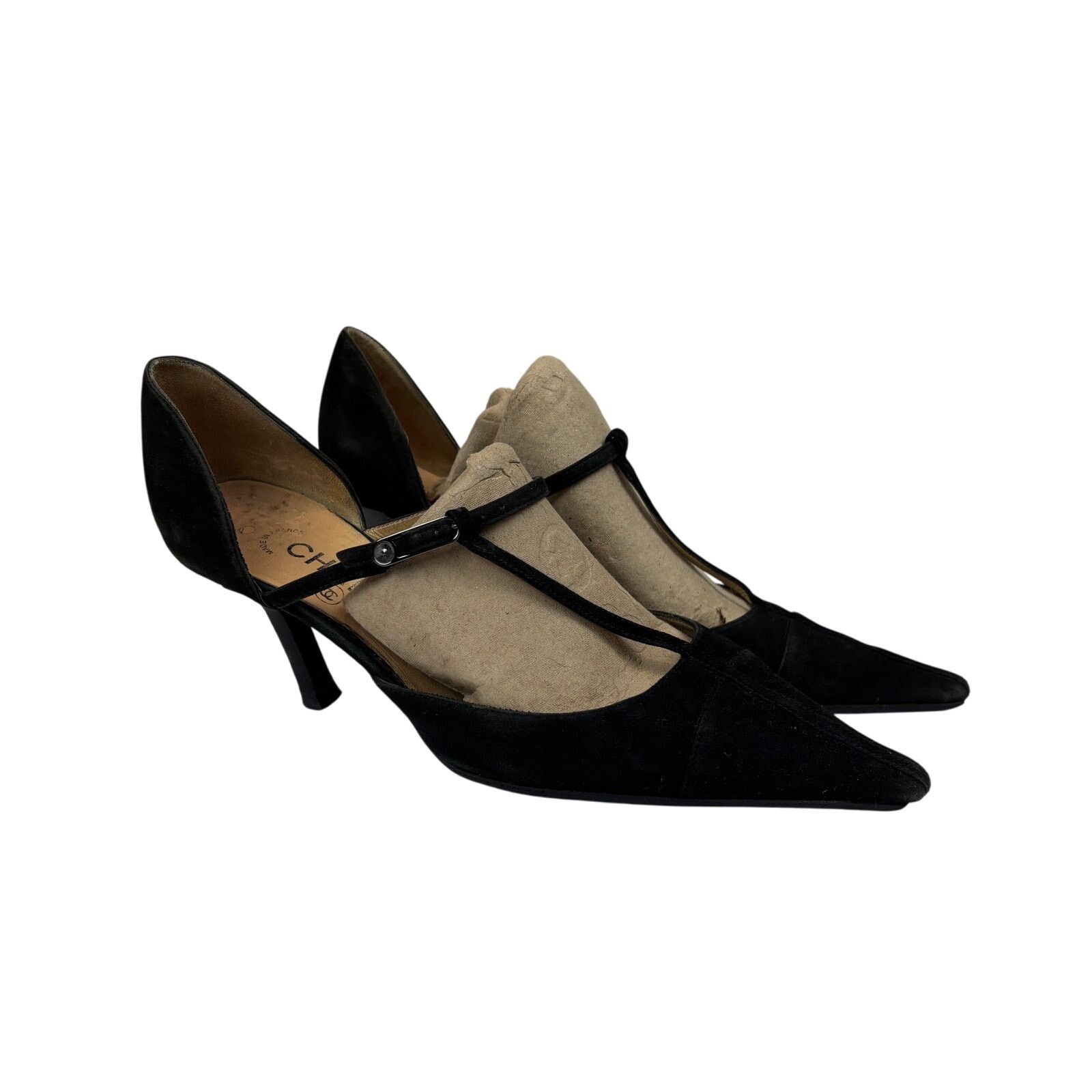 Chanel × Vintage VTG Chanel Suede Strappy Pointed Toe Kitten Heels Women's 39 Size US 9 / IT 39 - 1 Thumbnail