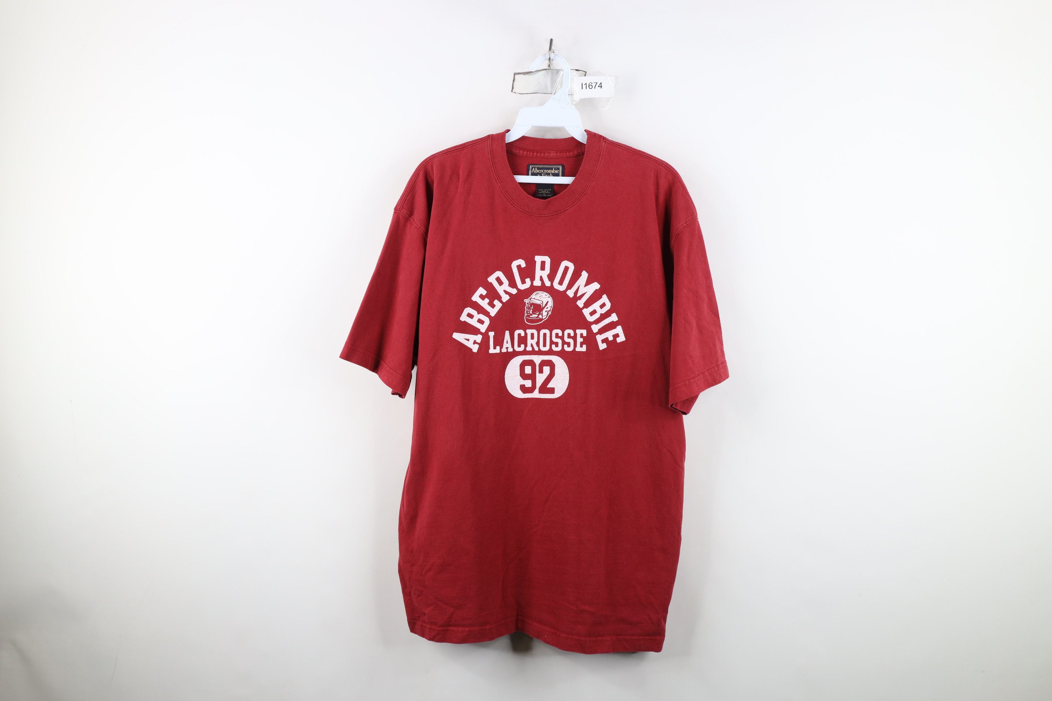 Abercrombie & Fitch Vintage 90s Y2K Abercrombie & Fitch Lacrosse T-Shirt Red Size US L / EU 52-54 / 3 - 1 Thumbnail