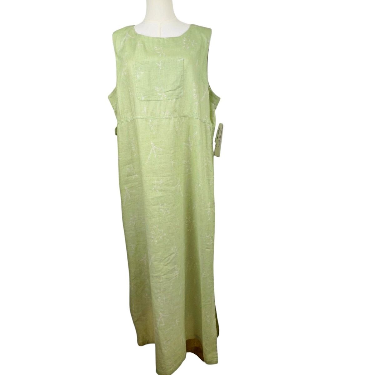 Pendleton 100% Linen XL Sage Green Floral Maxi Jumper Dress -  www.disolcolor.com