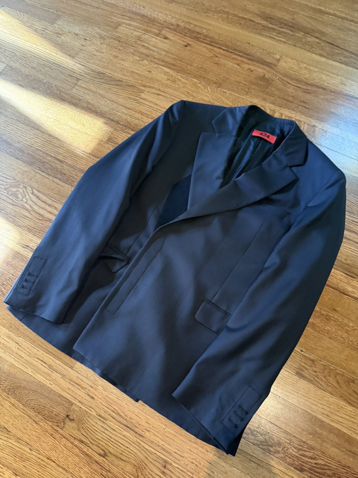 424 424 BLAZER all-black velcro Suit Size 38R - 2 Thumbnail