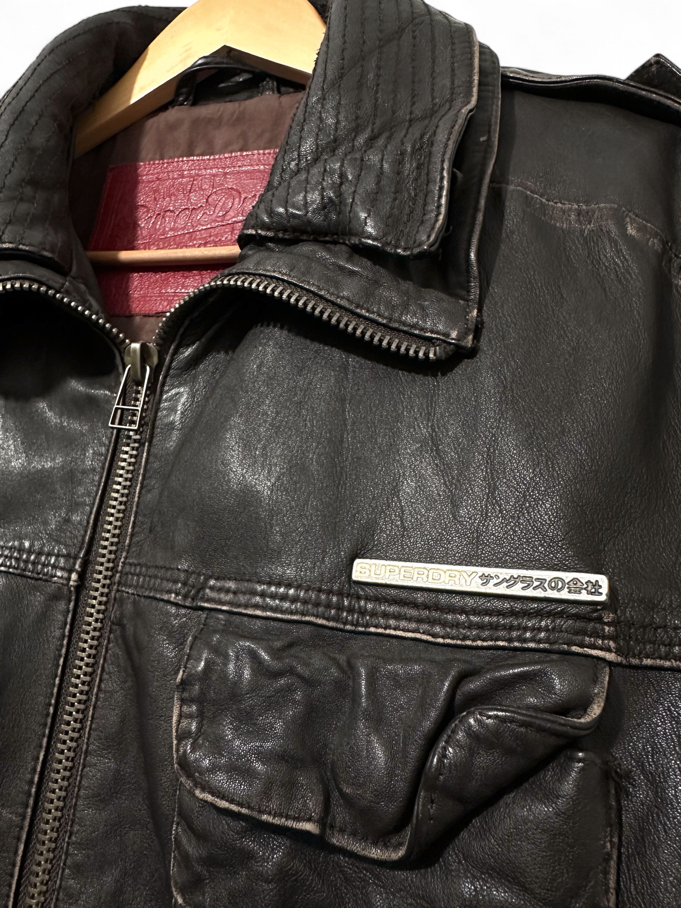 Allsaints × Superdry Superdry Brad Brown Leather Jacket Size US L / EU 52-54 / 3 - 4 Thumbnail