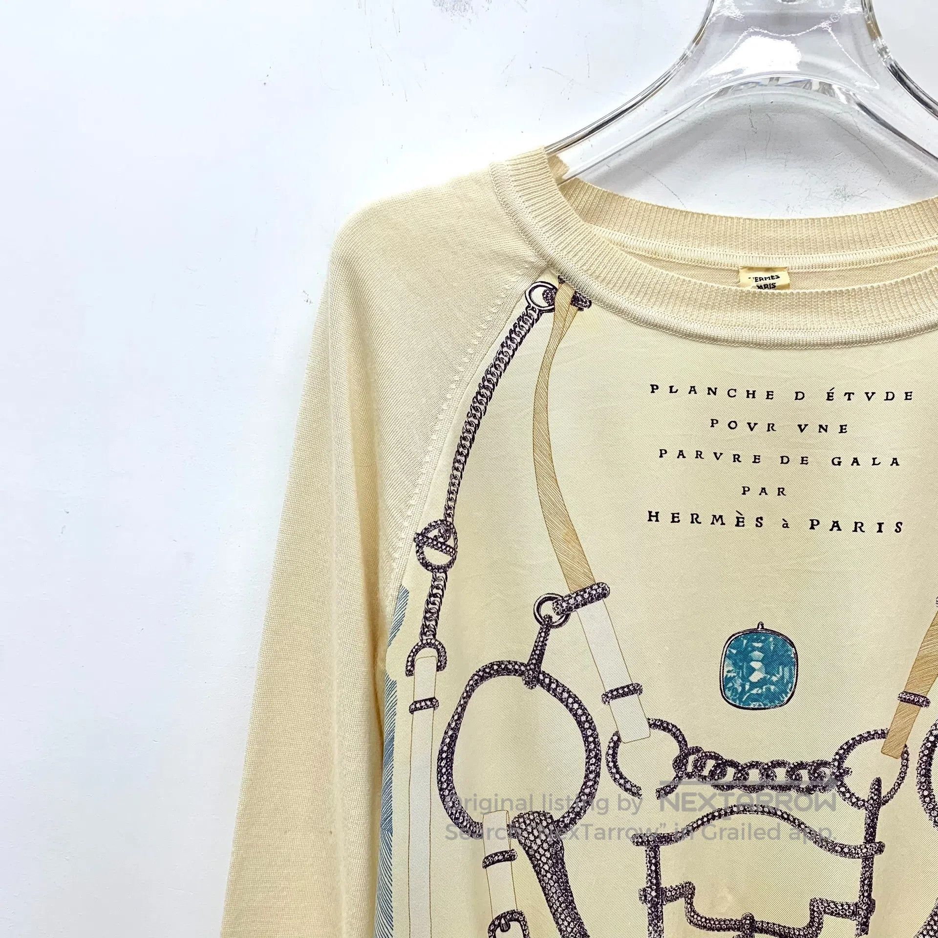 Hermes Hermes Beige mulberry silk rope pattern print cashmere cre Size XXS / US 00 / IT 34 - 3 Thumbnail