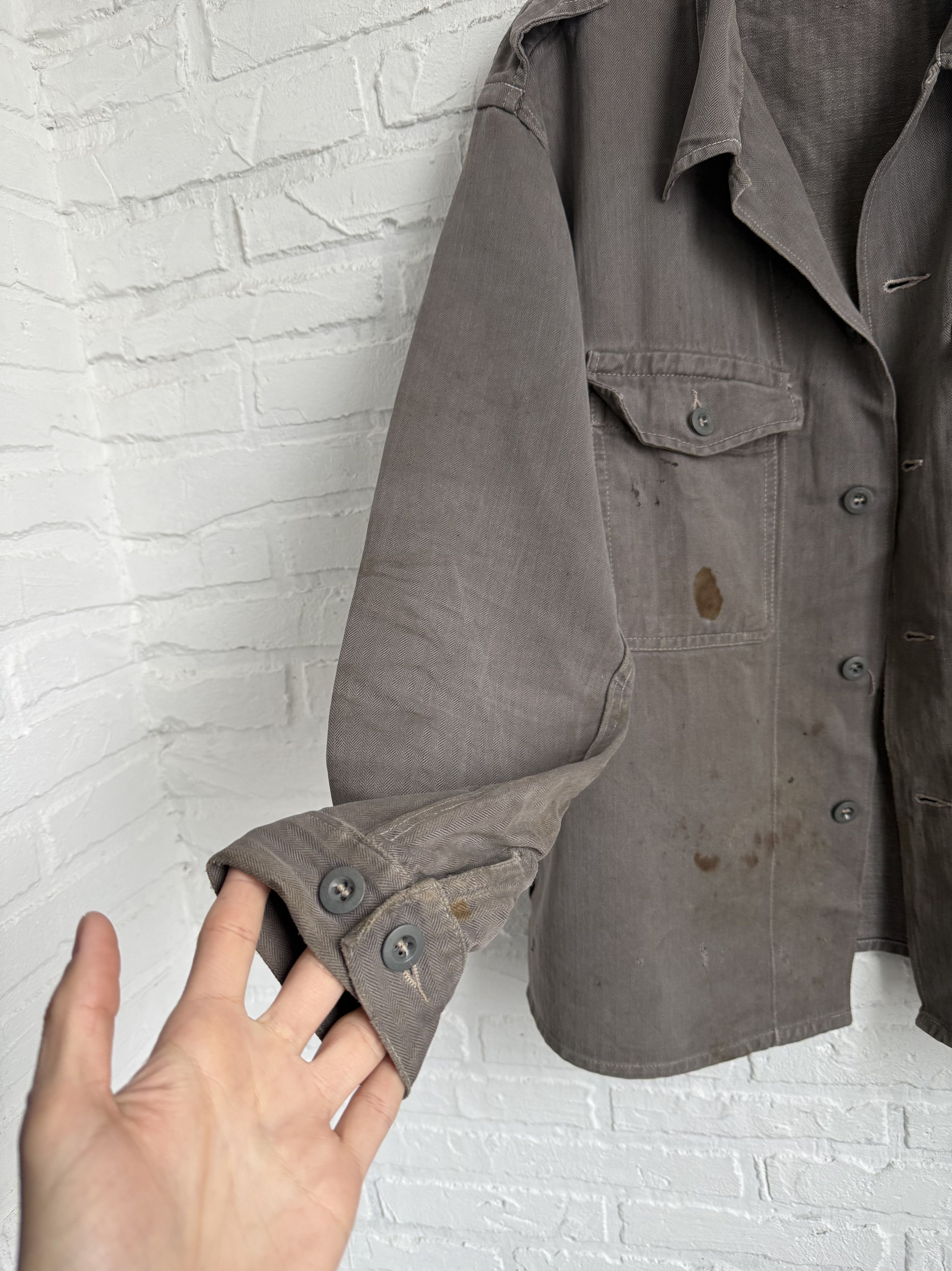 Vintage RARE 1930s 1940s Brown Moleskin French Chore Jacket Size US L / EU 52-54 / 3 - 5 Thumbnail