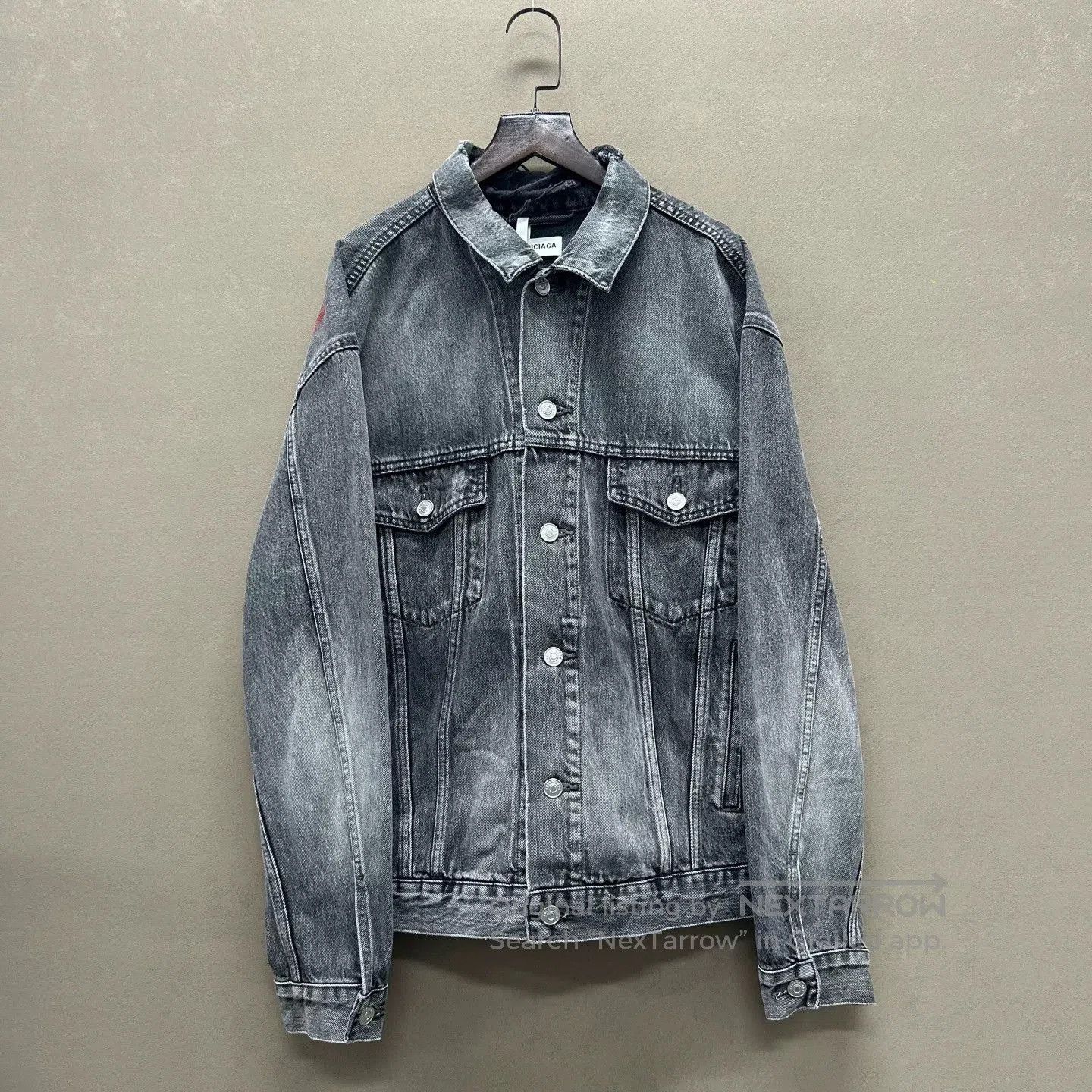 Balenciaga Balenciaga Black and Red Distressed Denim Jacket. Size US S / EU 44-46 / 1 - 1 Thumbnail