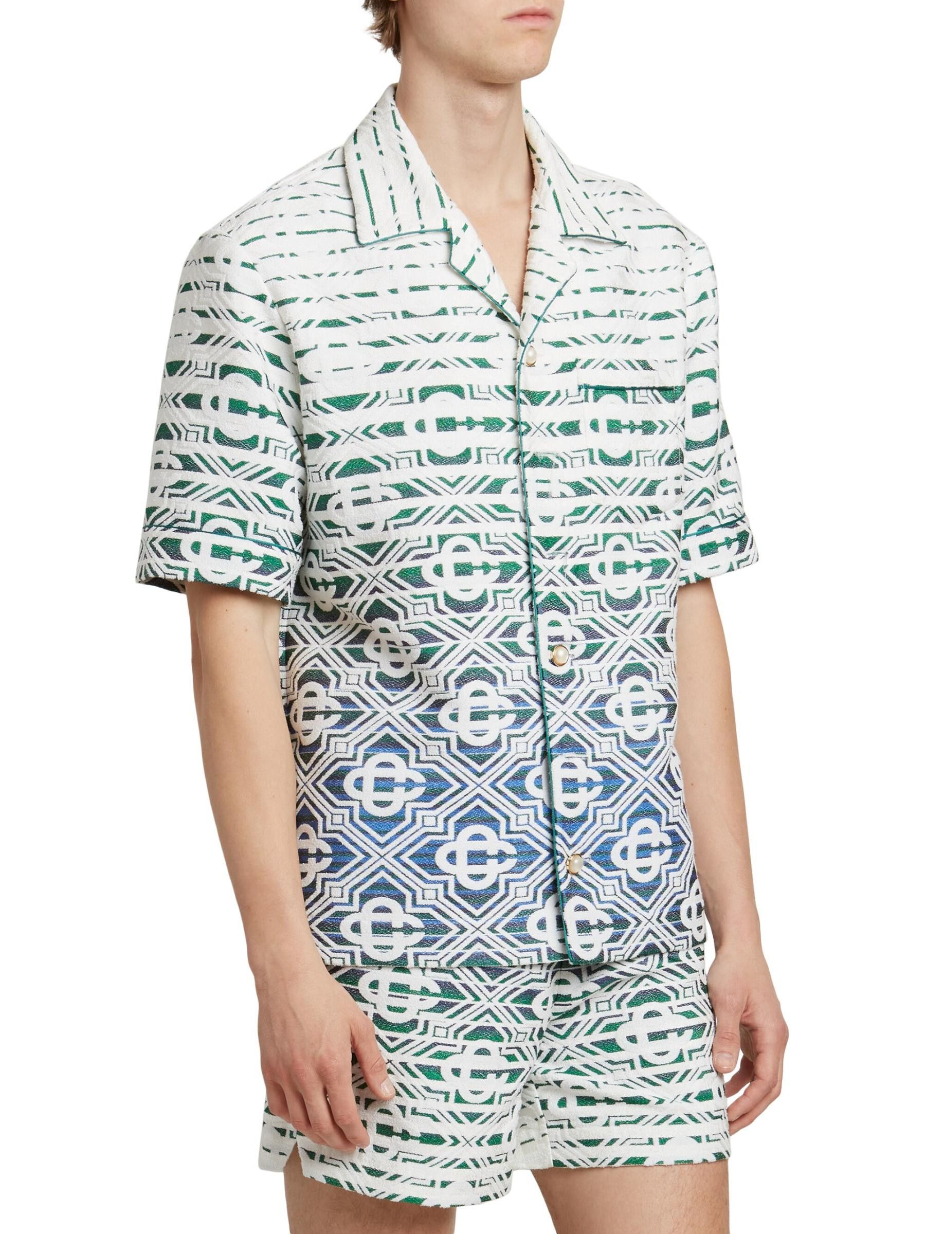 Casablanca os11x0725 Monogrammed Cotton-Blend Shirt in Multicolor Size US L / EU 52-54 / 3 - 3 Thumbnail