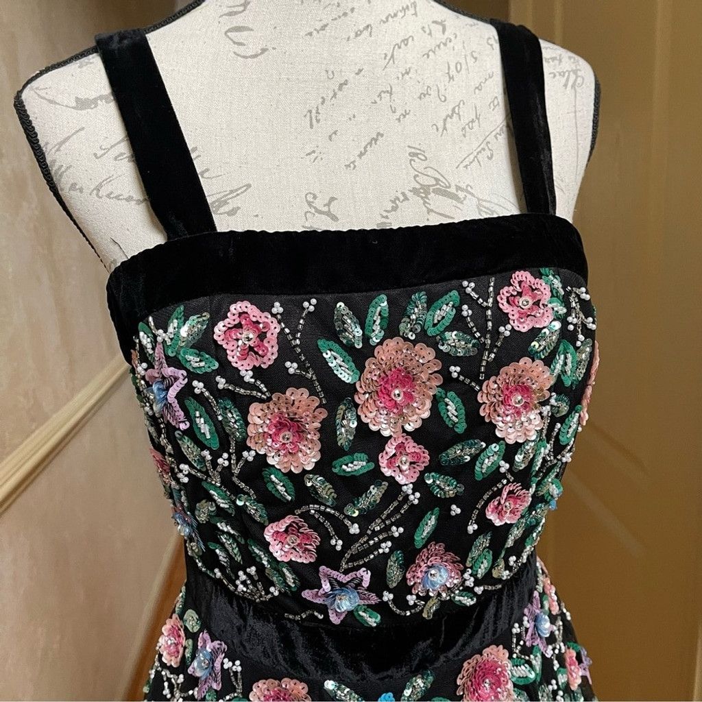 Mac Duggal Mac Duggal Sequin Floral Mesh Cocktail Dress Sz 6 Whimsigoth Size M / US 6-8 / IT 42-44 - 9 Thumbnail
